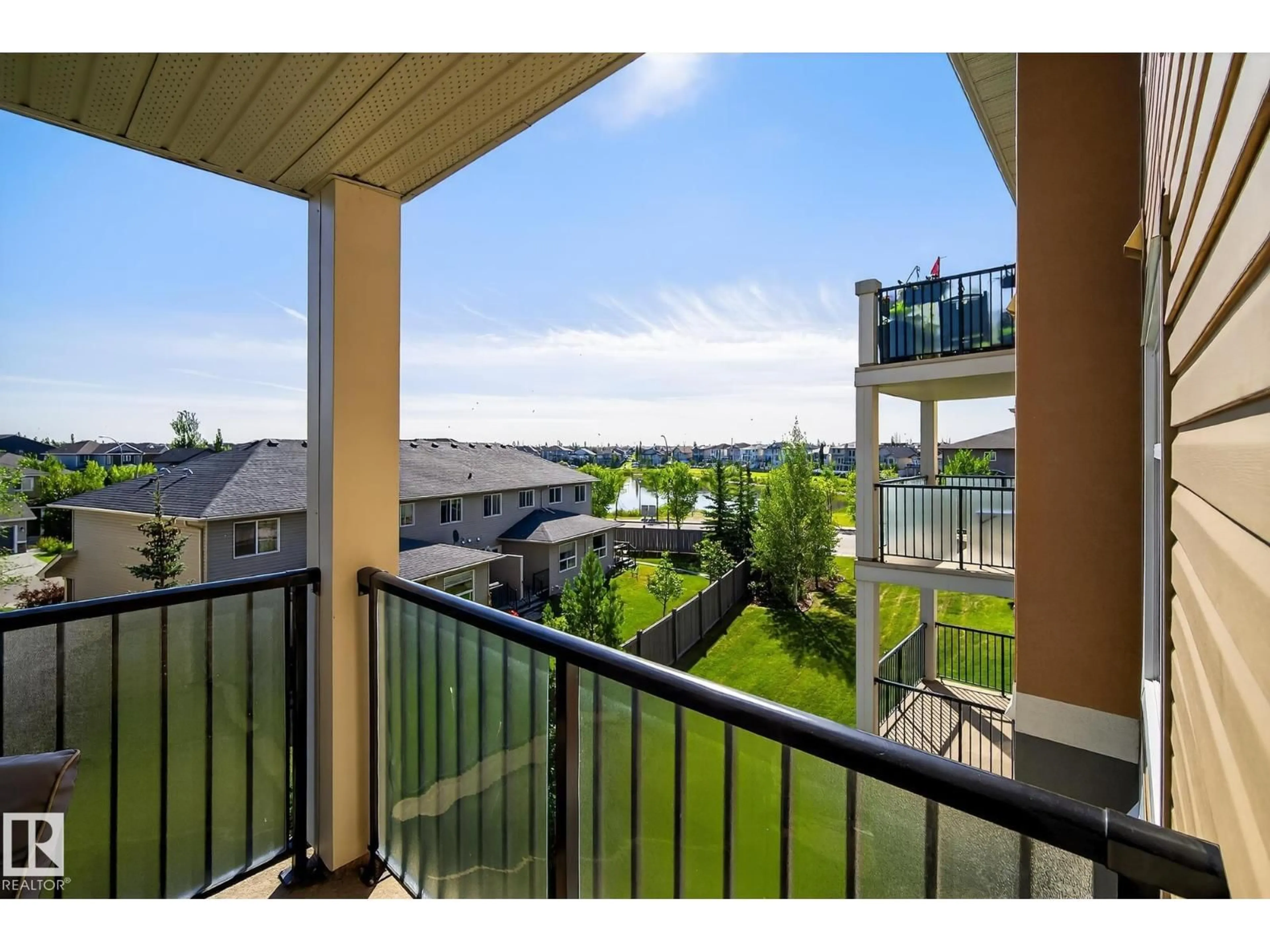 Balcony in the apartment, water/lake/river/ocean view for 310 - 6070 SCHONSEE WY, Edmonton Alberta T5Z0G8