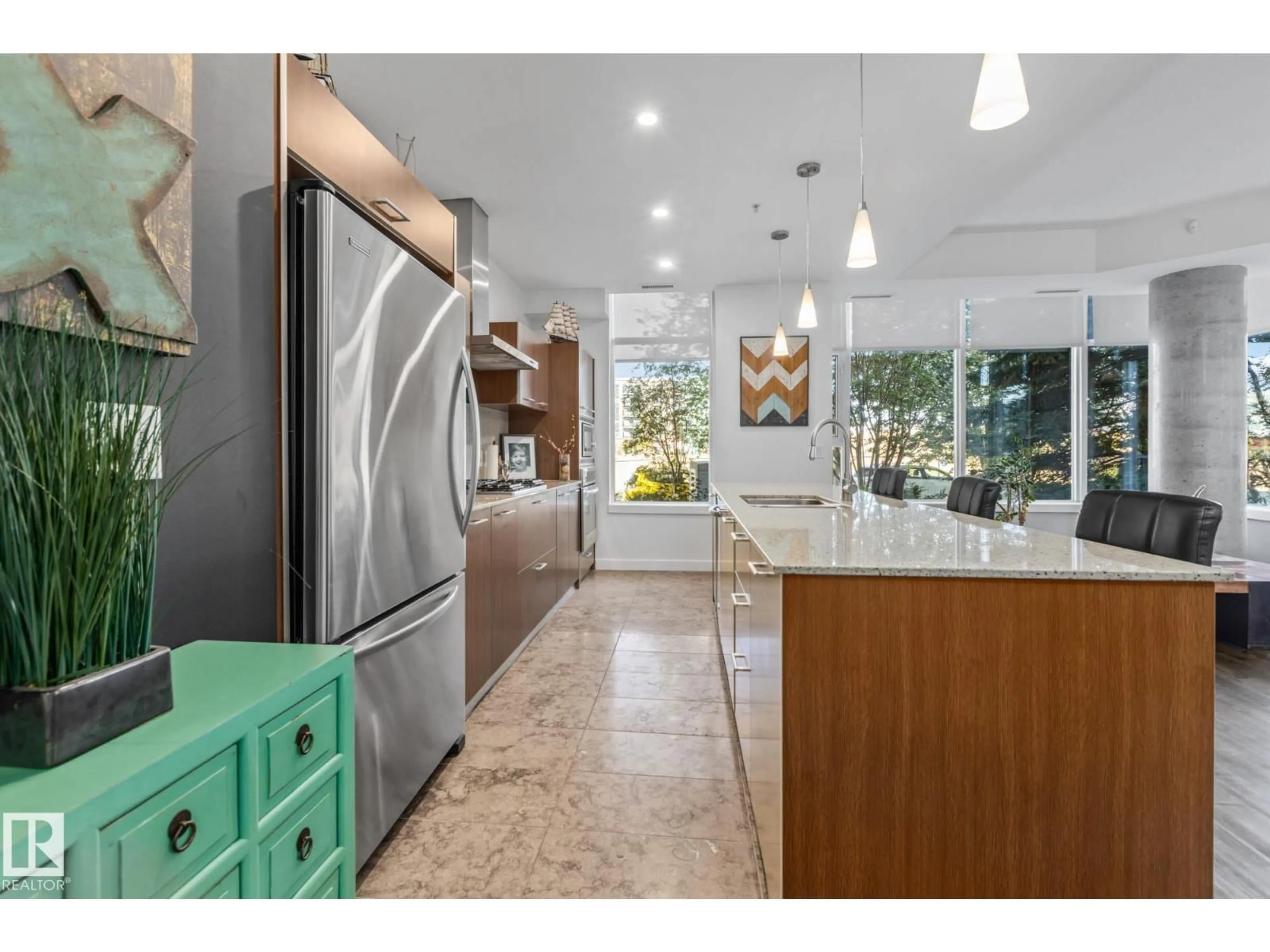 Open concept kitchen, ceramic/tile floor for #106 - 2504 109 ST, Edmonton Alberta T6J2H3