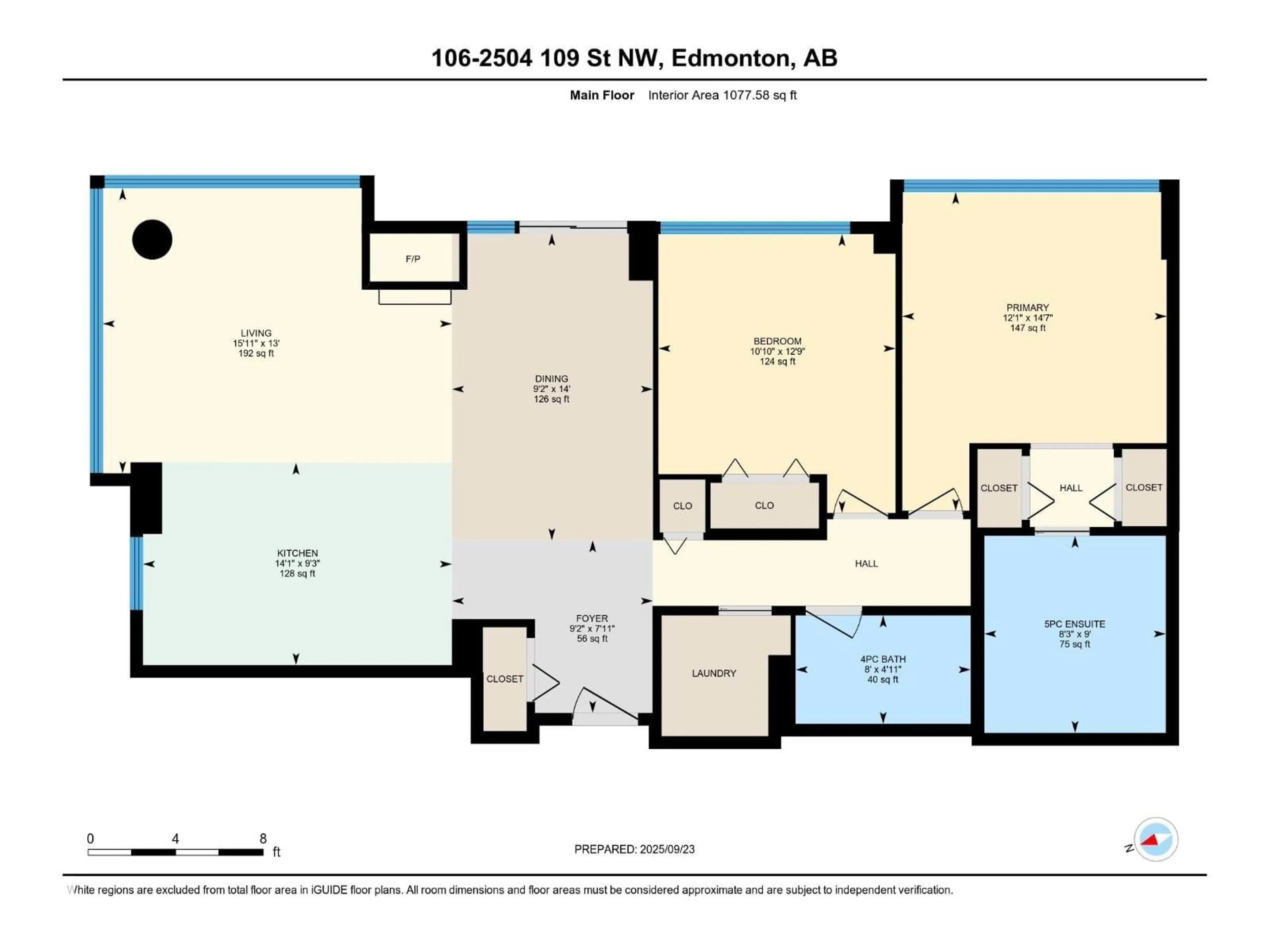 Floor plan for #106 - 2504 109 ST, Edmonton Alberta T6J2H3