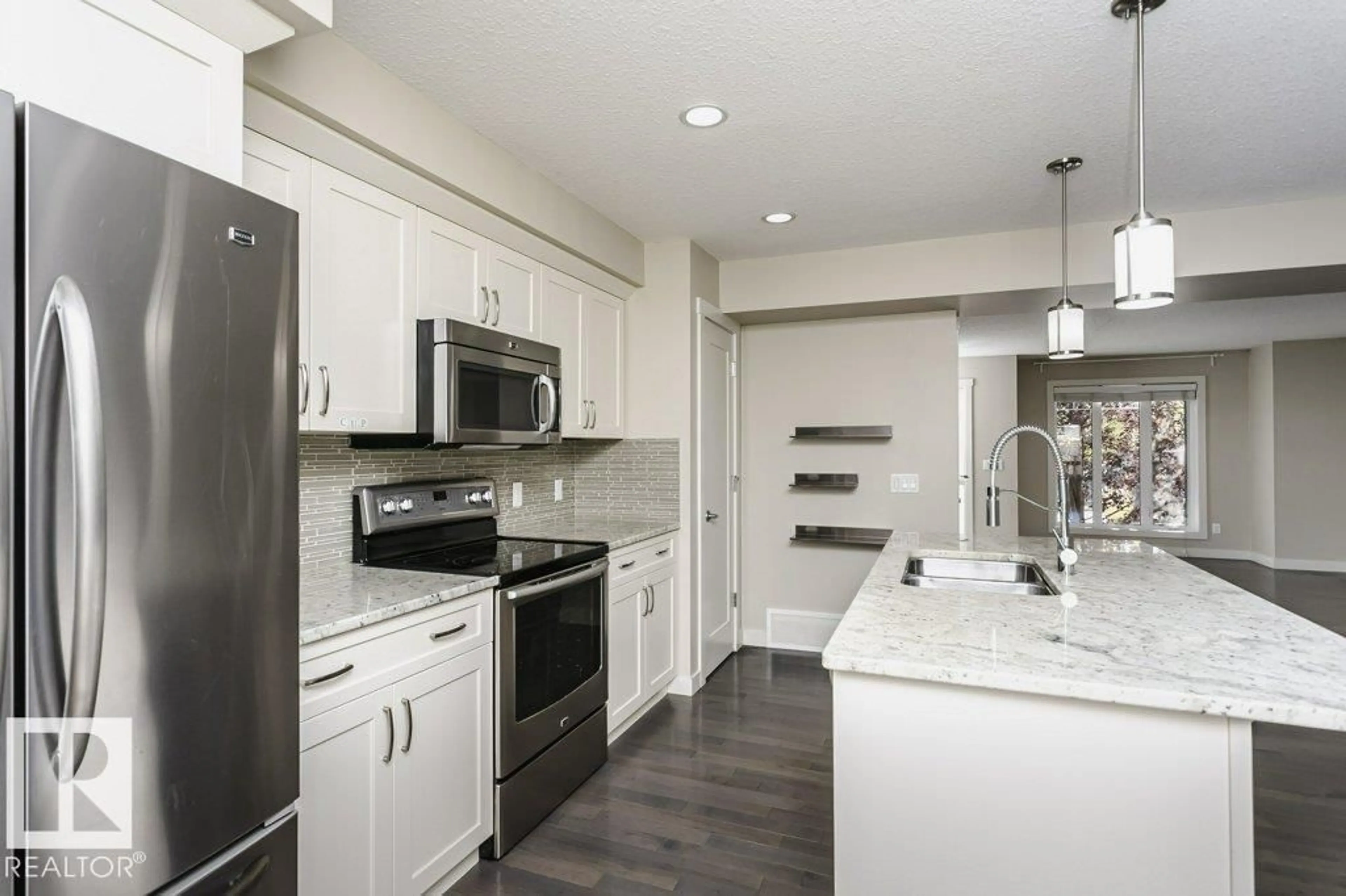 Open concept kitchen, ceramic/tile floor for 424 CHAPPELLE DR, Edmonton Alberta T6W0Z3