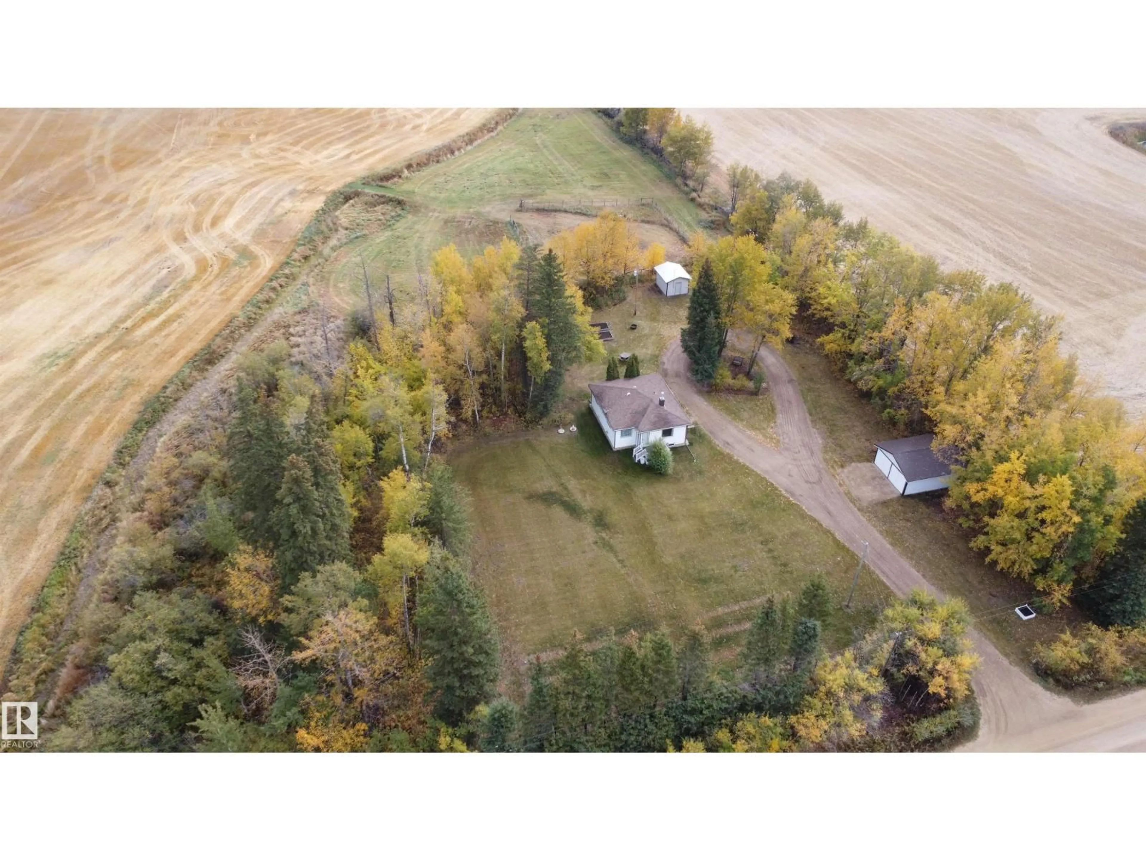A pic from outside/outdoor area/front of a property/back of a property/a pic from drone, unknown for 59117 RG RD 11, Rural Westlock County Alberta T7P2N9