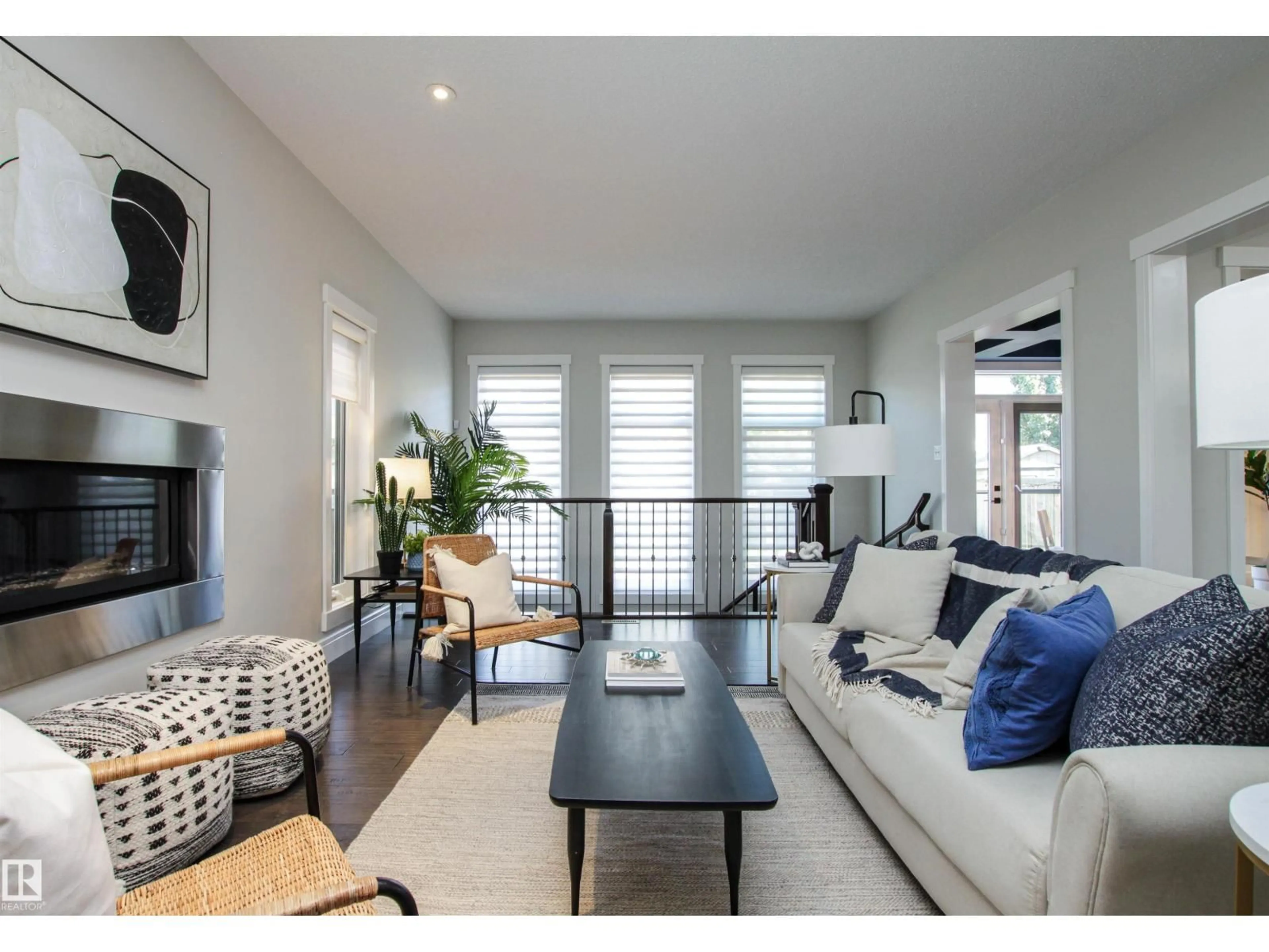 Living room with furniture, wood/laminate floor for 181 SANDALWOOD CR, Sherwood Park Alberta T8H0S4