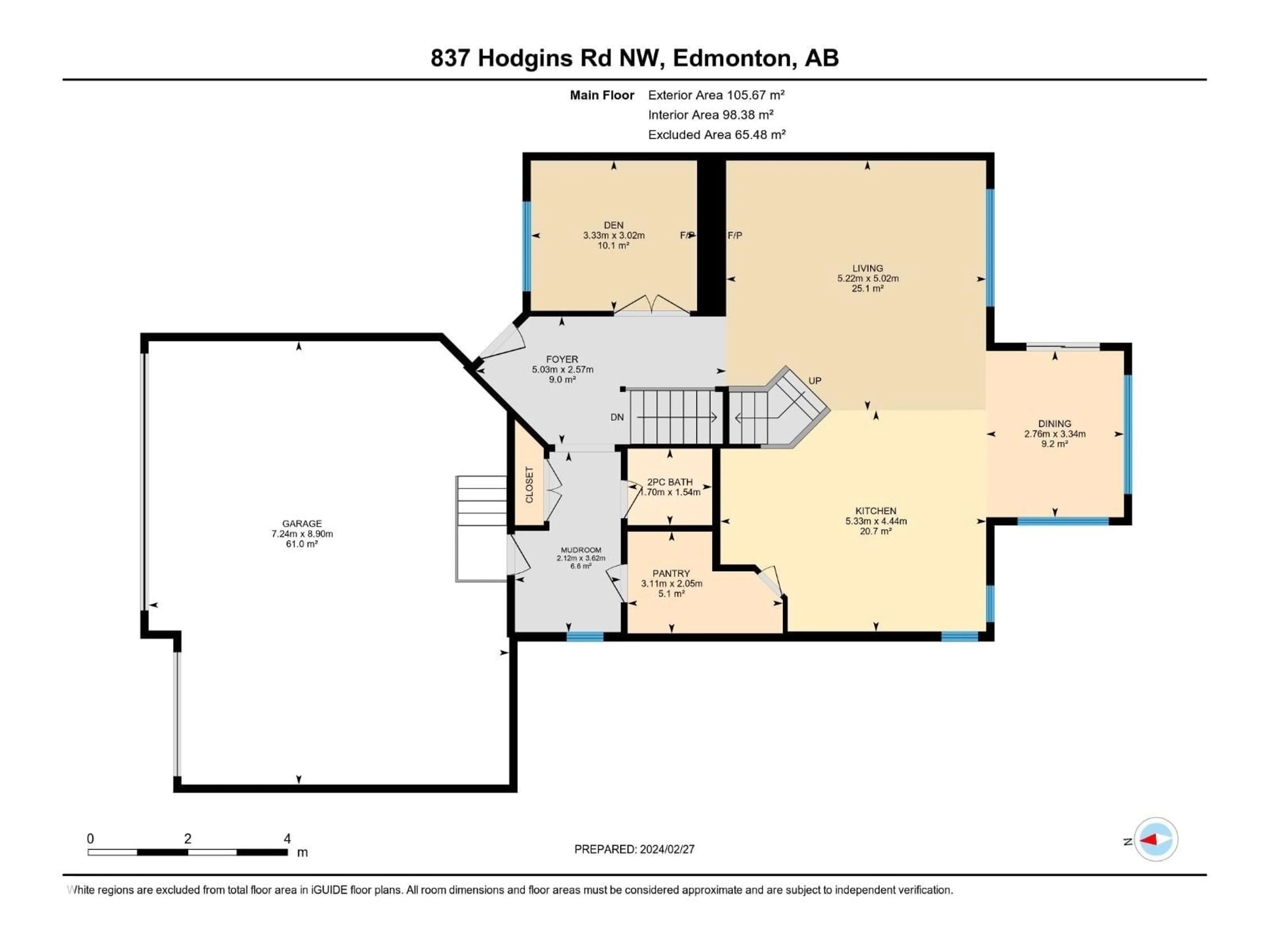 Floor plan for 837 HODGINS RD, Edmonton Alberta T6M0K8