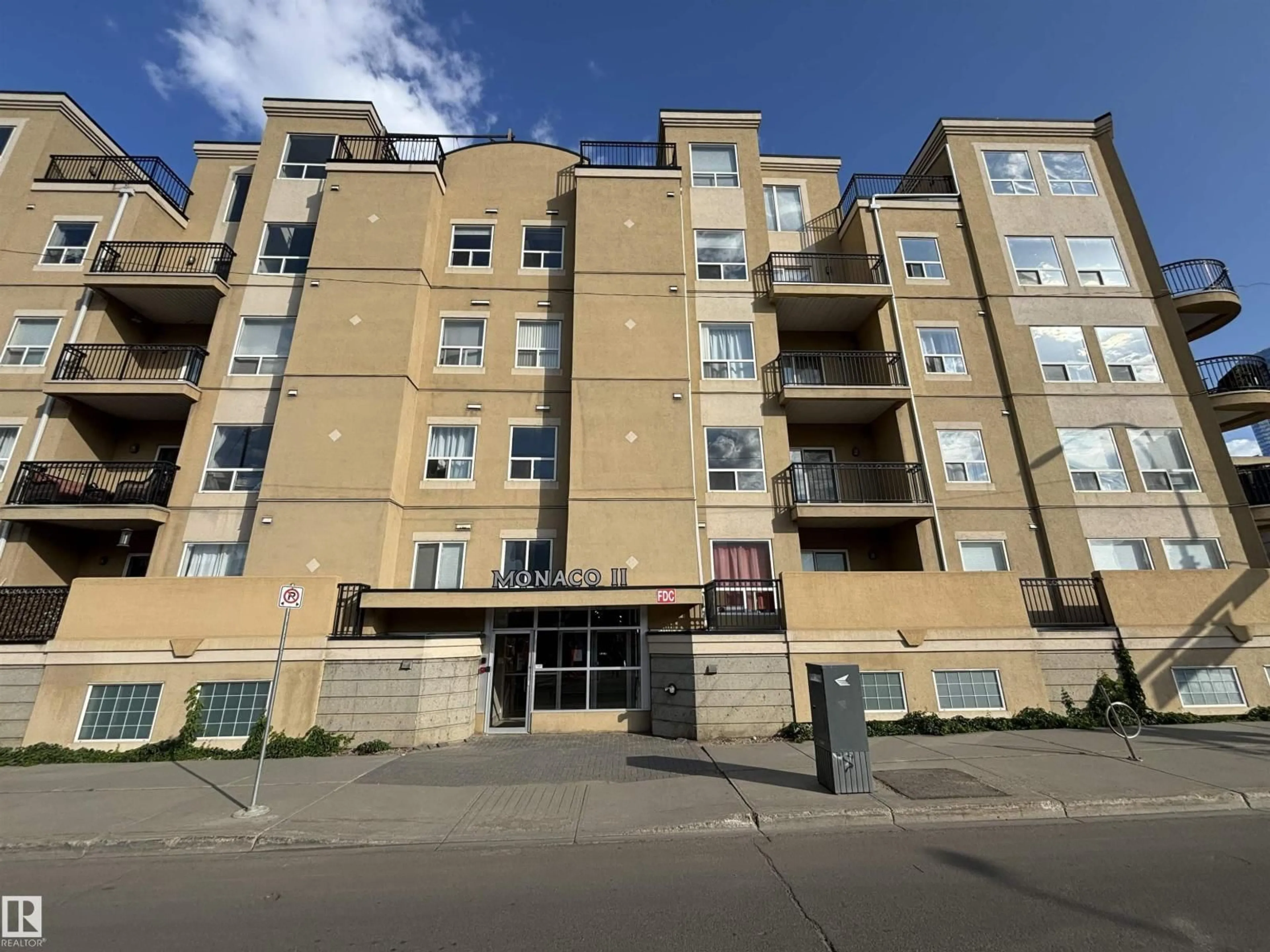 A pic from outside/outdoor area/front of a property/back of a property/a pic from drone, building for #510 - 10606 102 AV, Edmonton Alberta T5J5E9