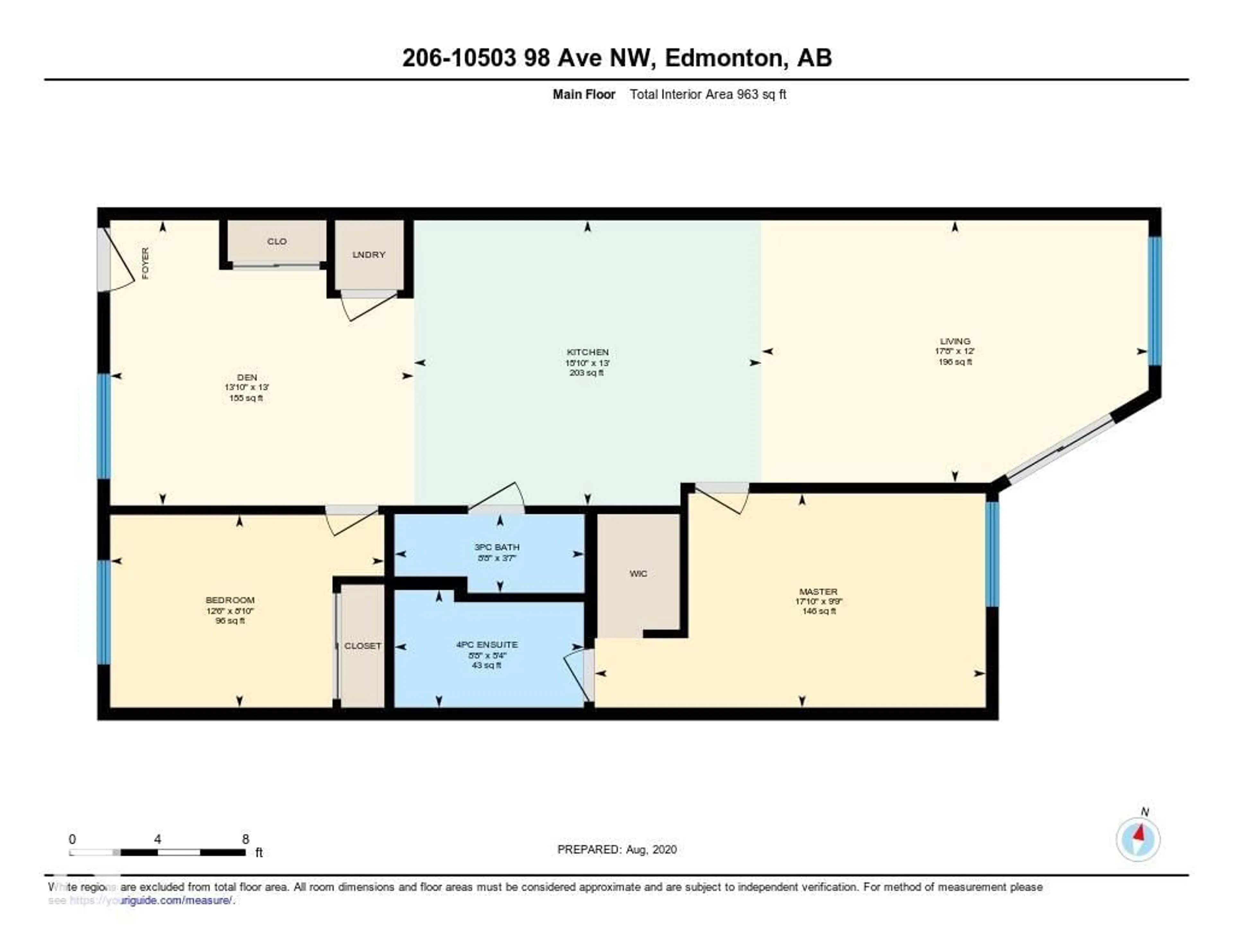 Floor plan for #206 - 10503 98 AV, Edmonton Alberta T5K0B2
