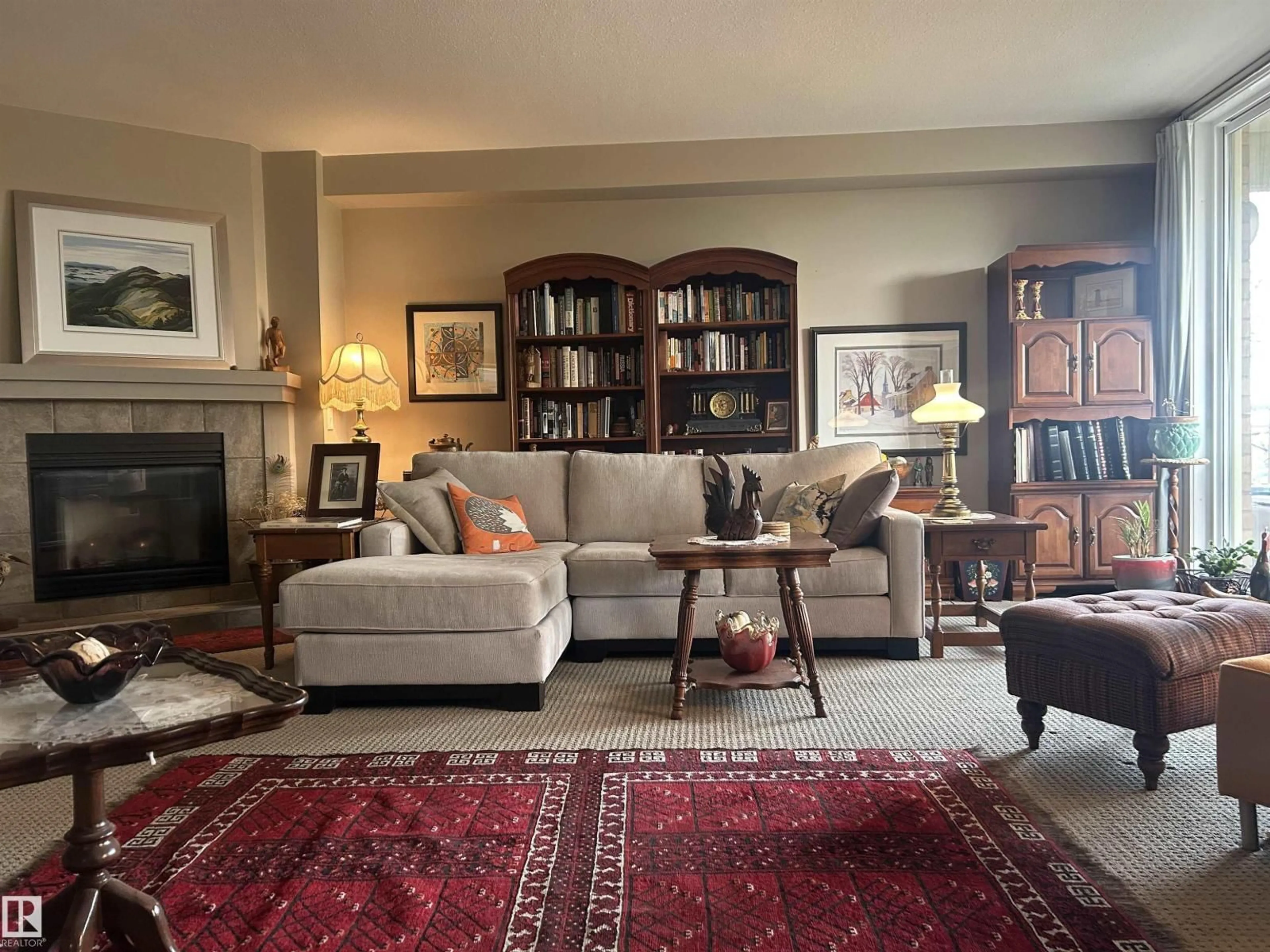 Living room with furniture, carpet floor for #404 - 8728 GATEWAY BV, Edmonton Alberta T6E6K3