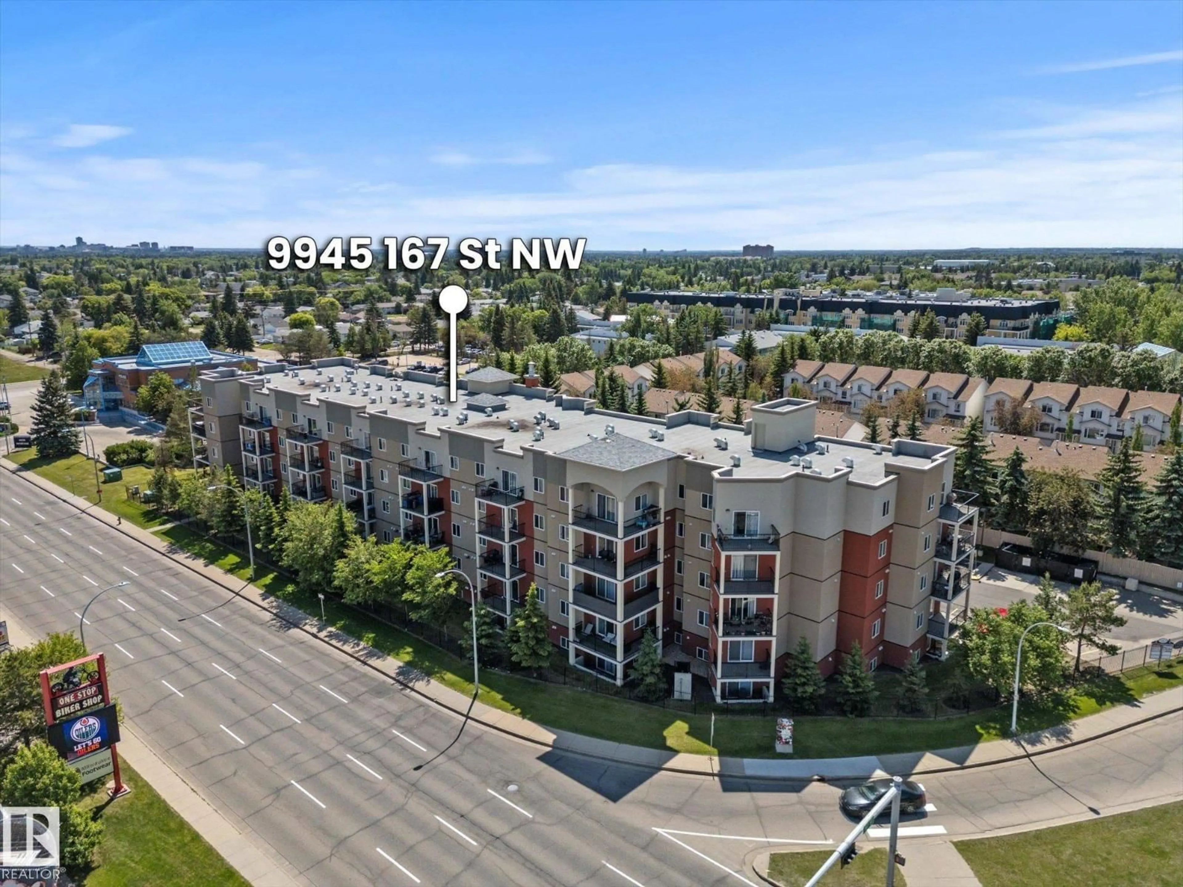 A pic from outside/outdoor area/front of a property/back of a property/a pic from drone, water/lake/river/ocean view for #112 - 9945 167 ST, Edmonton Alberta T5P0K5