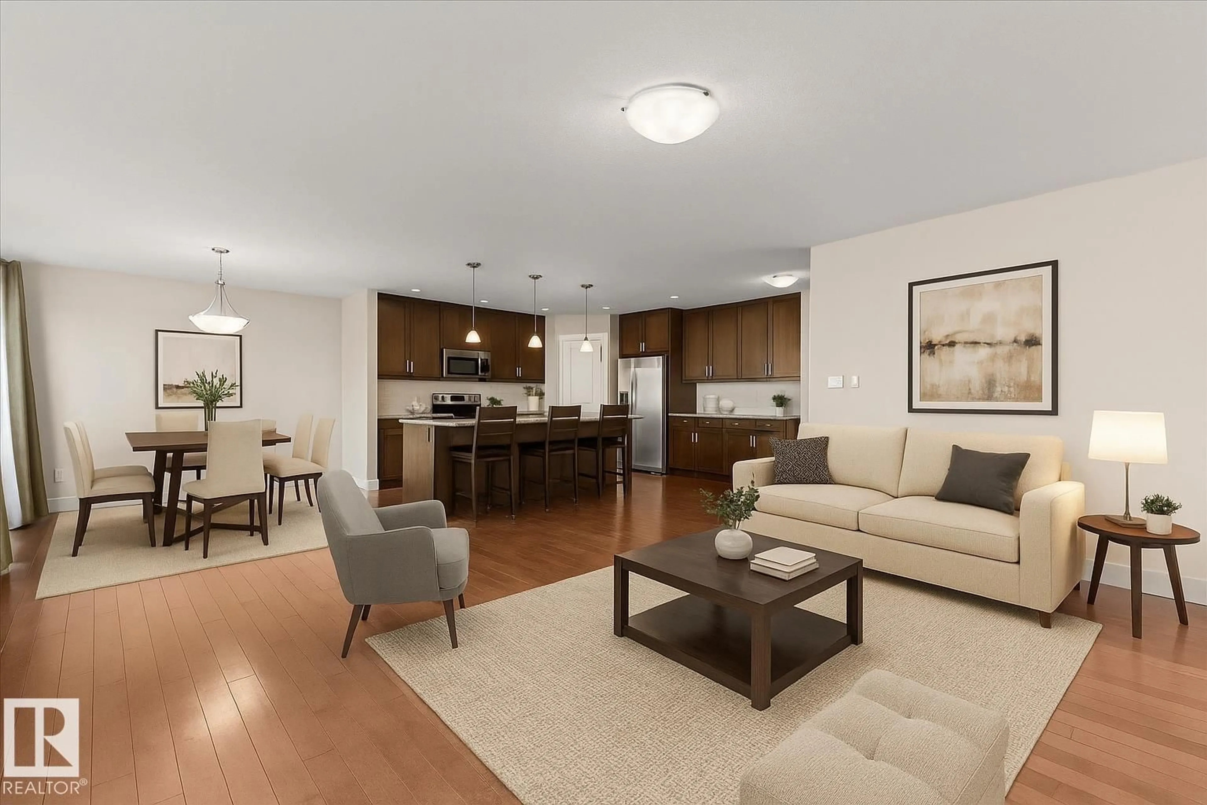 Living room with furniture, wood/laminate floor for 1606 WESTERRA AV, Stony Plain Alberta T7X0H2