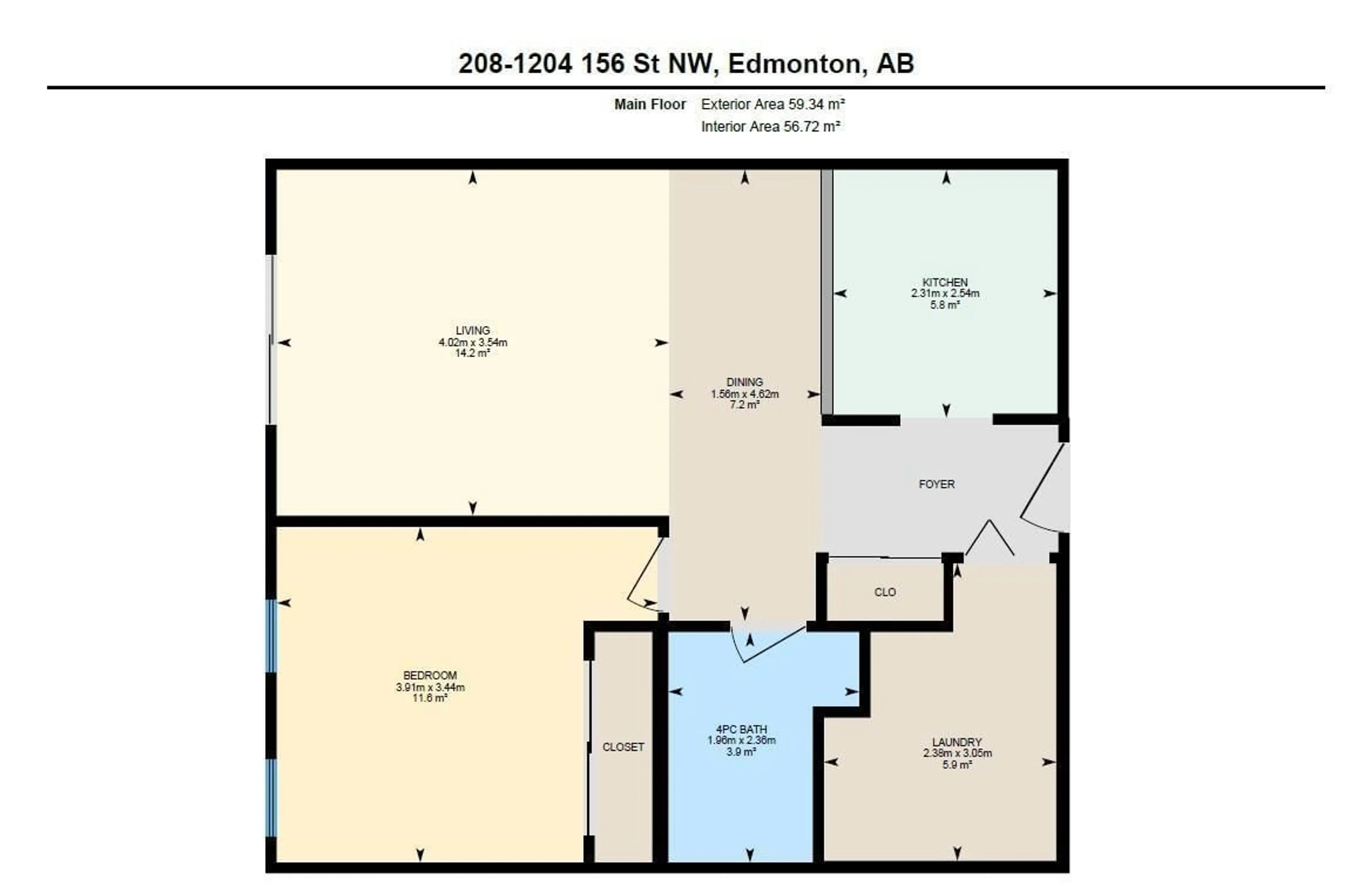 Floor plan for 208 - 1204 156 ST, Edmonton Alberta T6R0R6