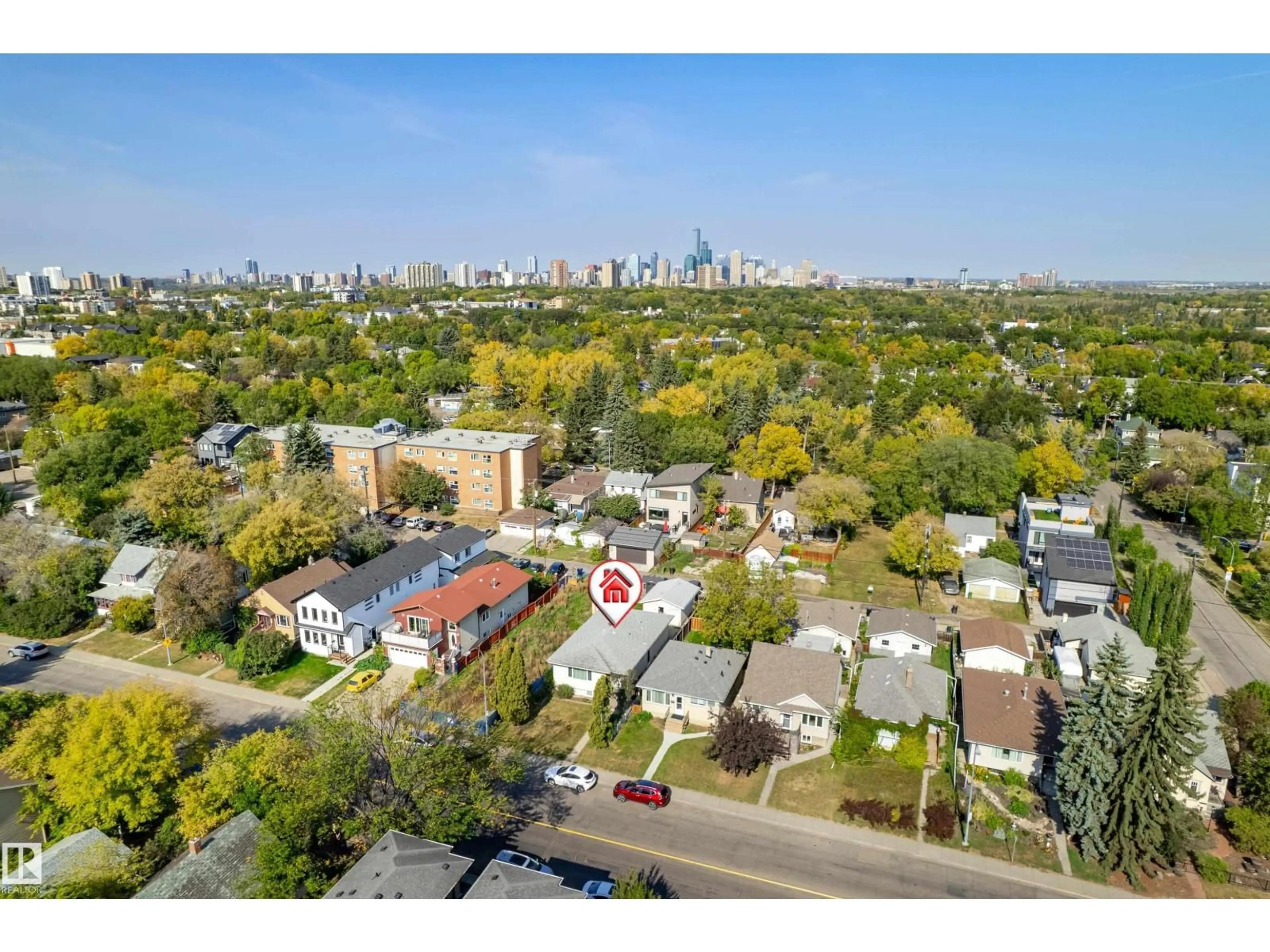 A pic from outside/outdoor area/front of a property/back of a property/a pic from drone, city buildings view from balcony for 9718 76 AV, Edmonton Alberta T6E1K3