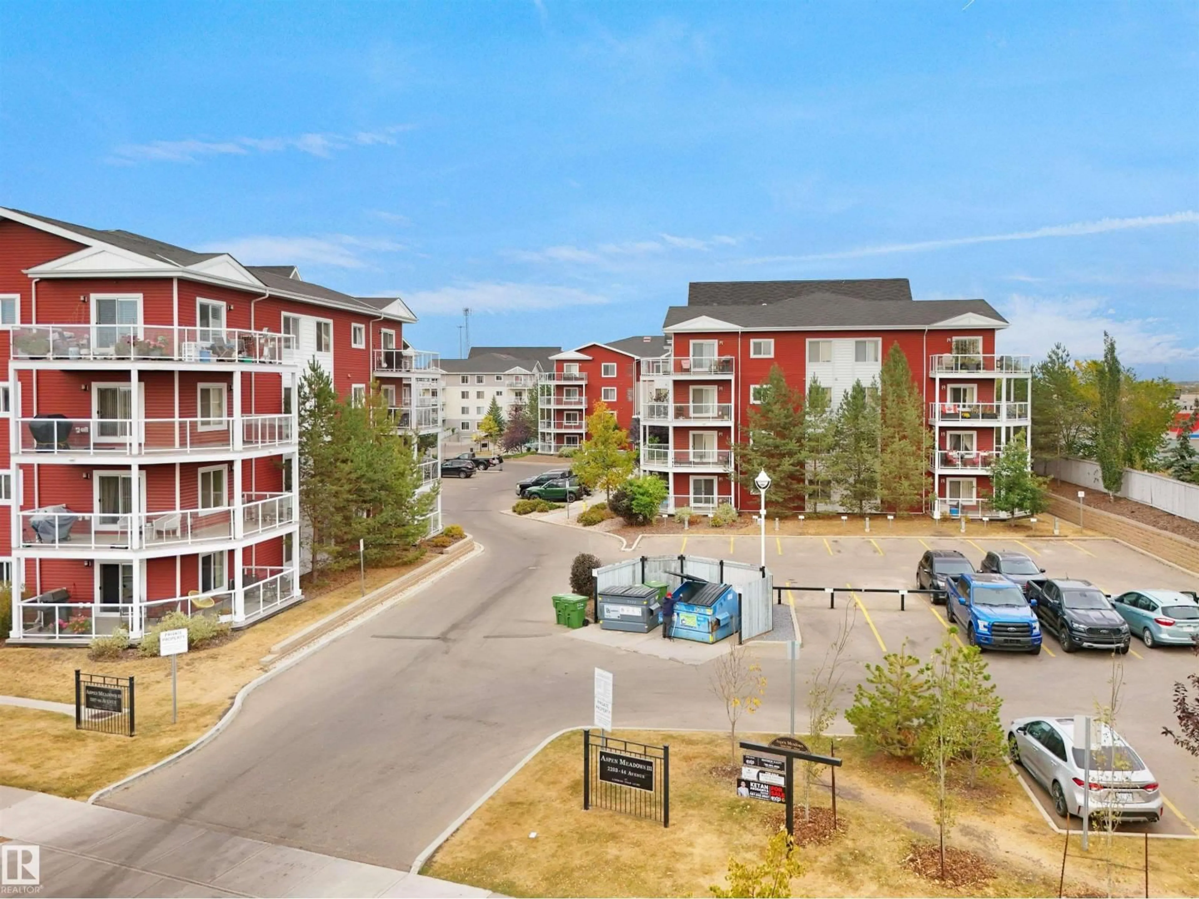 A pic from outside/outdoor area/front of a property/back of a property/a pic from drone, city buildings view from balcony for #101 - 2207 44 AV NW, Edmonton Alberta T6T0T2