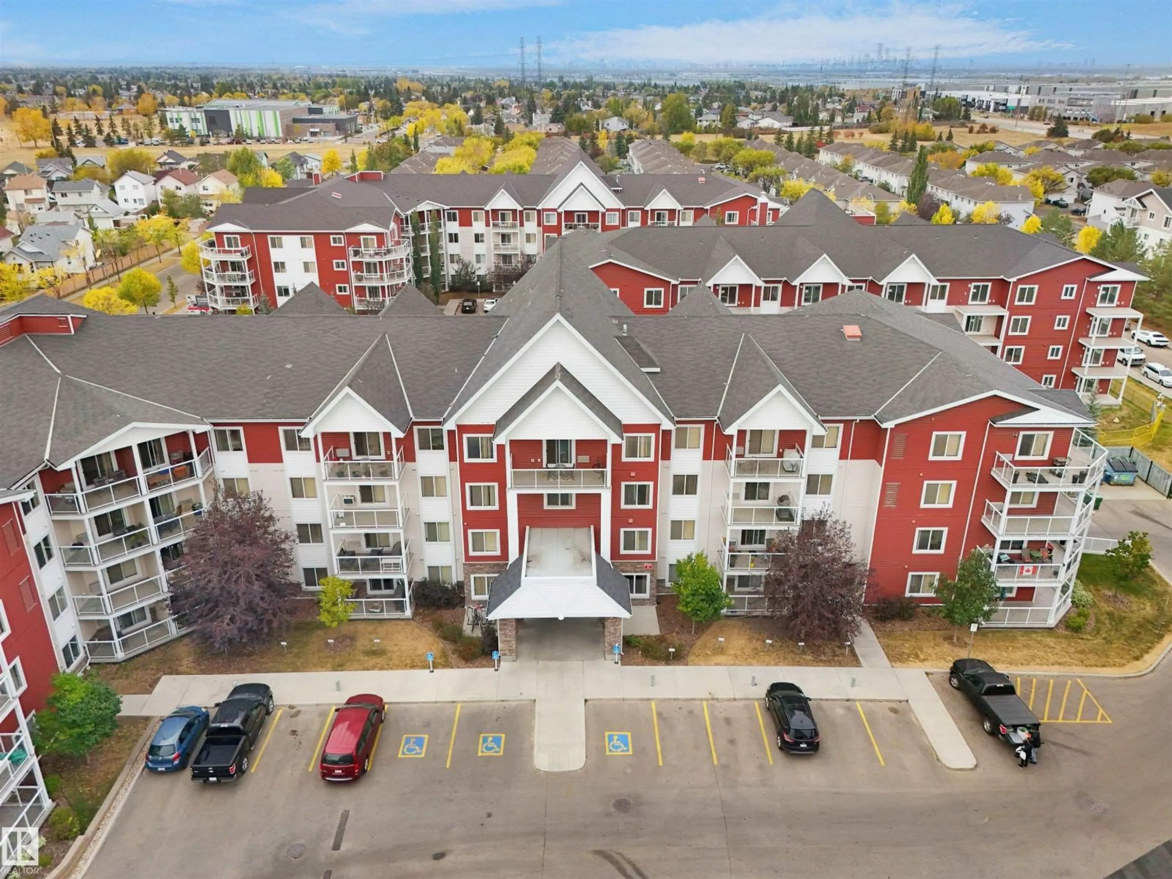 A pic from outside/outdoor area/front of a property/back of a property/a pic from drone, city buildings view from balcony for #101 - 2207 44 AV NW, Edmonton Alberta T6T0T2