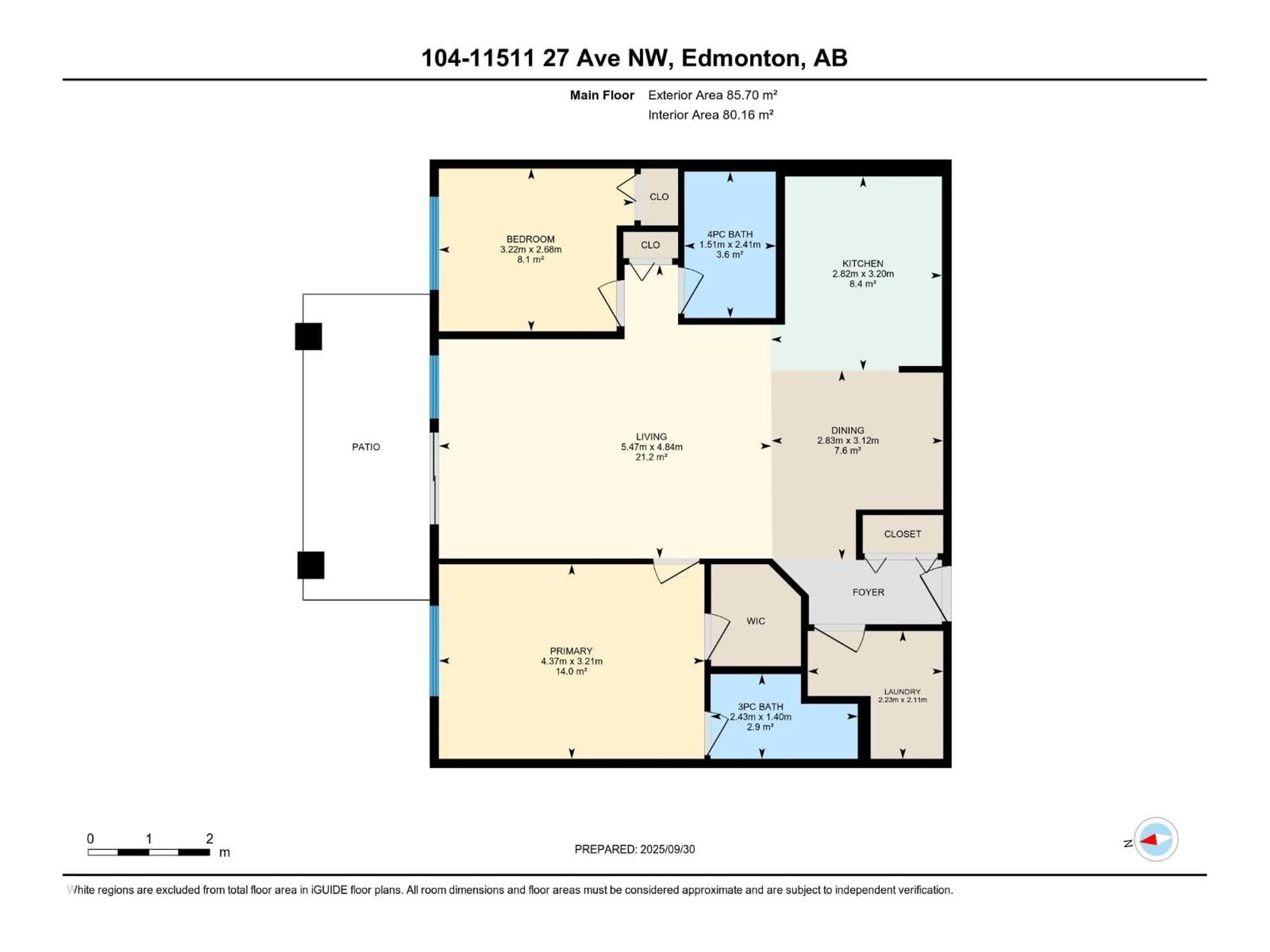 Floor plan for #416 - 11511 27 AV, Edmonton Alberta T6J7J8