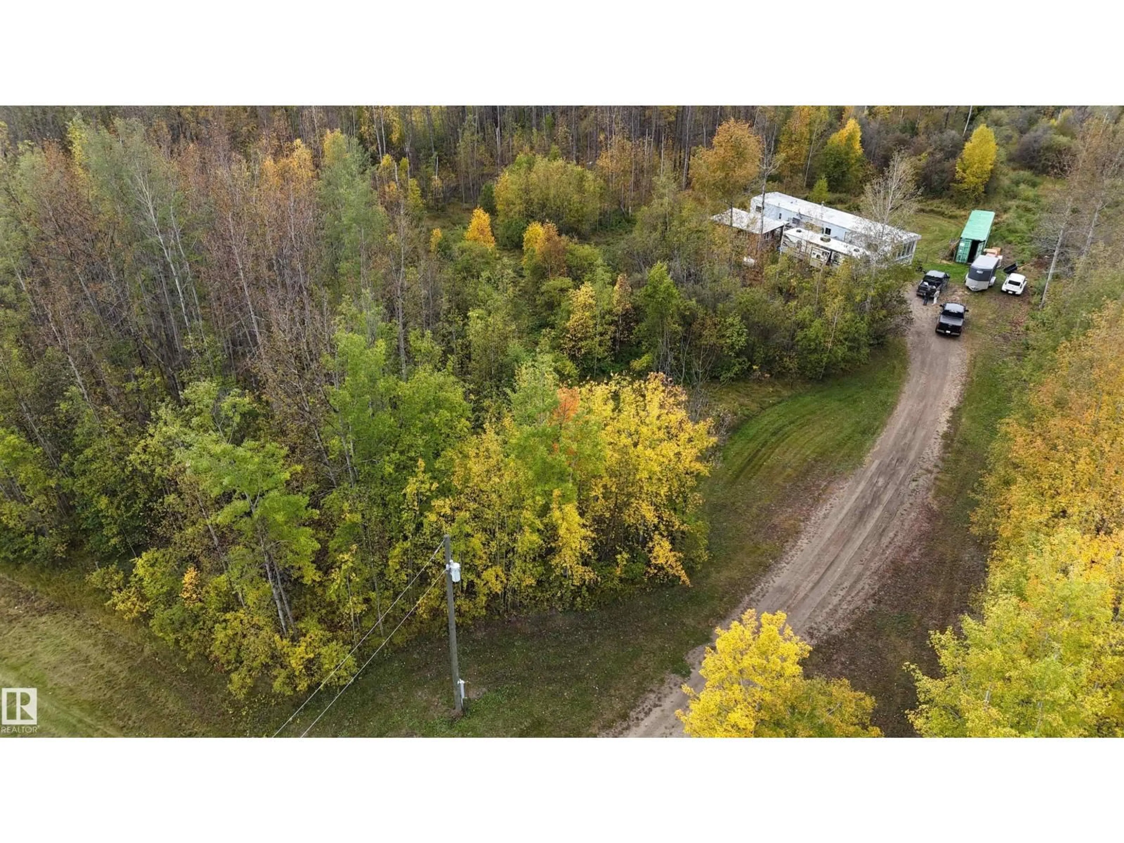 A pic from outside/outdoor area/front of a property/back of a property/a pic from drone, forest/trees view for 48032 RR 60, Rural Brazeau County Alberta T0C0S0