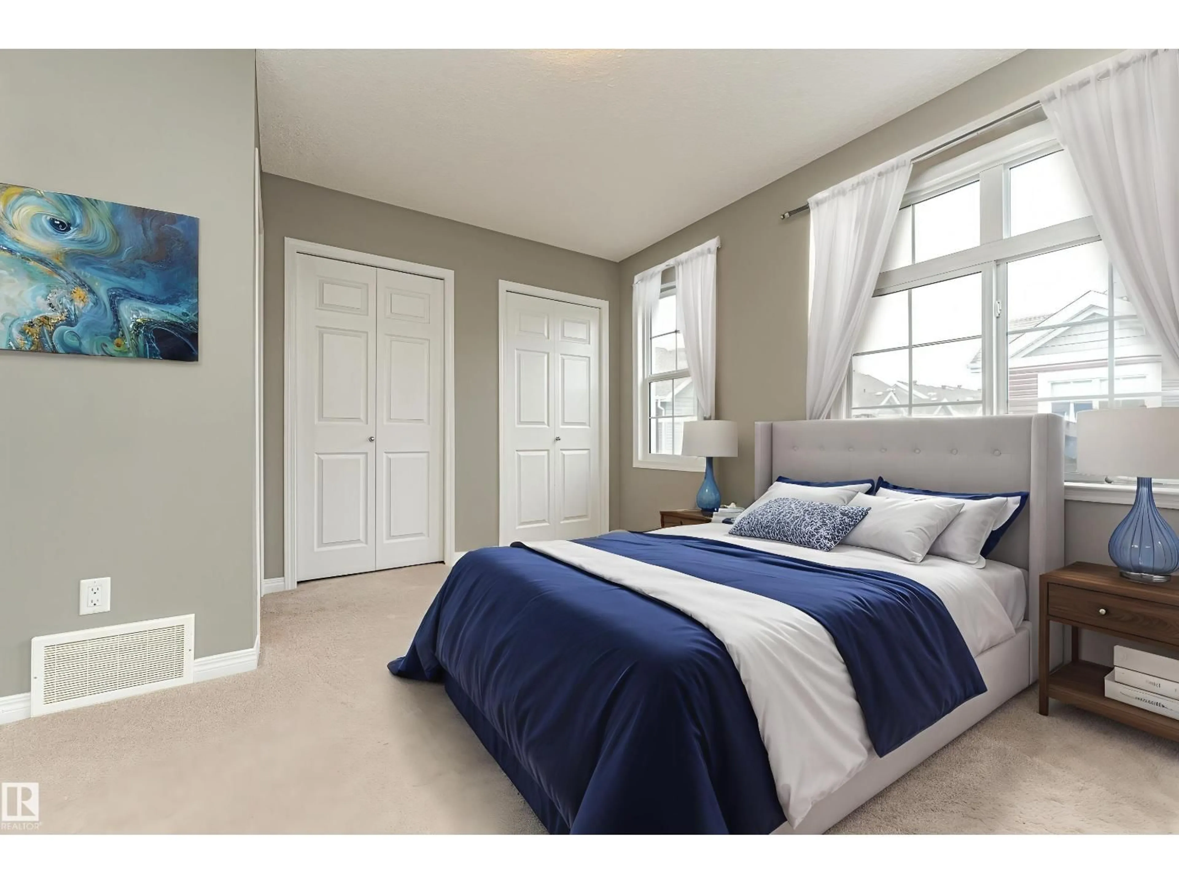 Bedroom with bed, carpet floor for 9151 SW - 60 SHAW WY, Edmonton Alberta T6X1W7