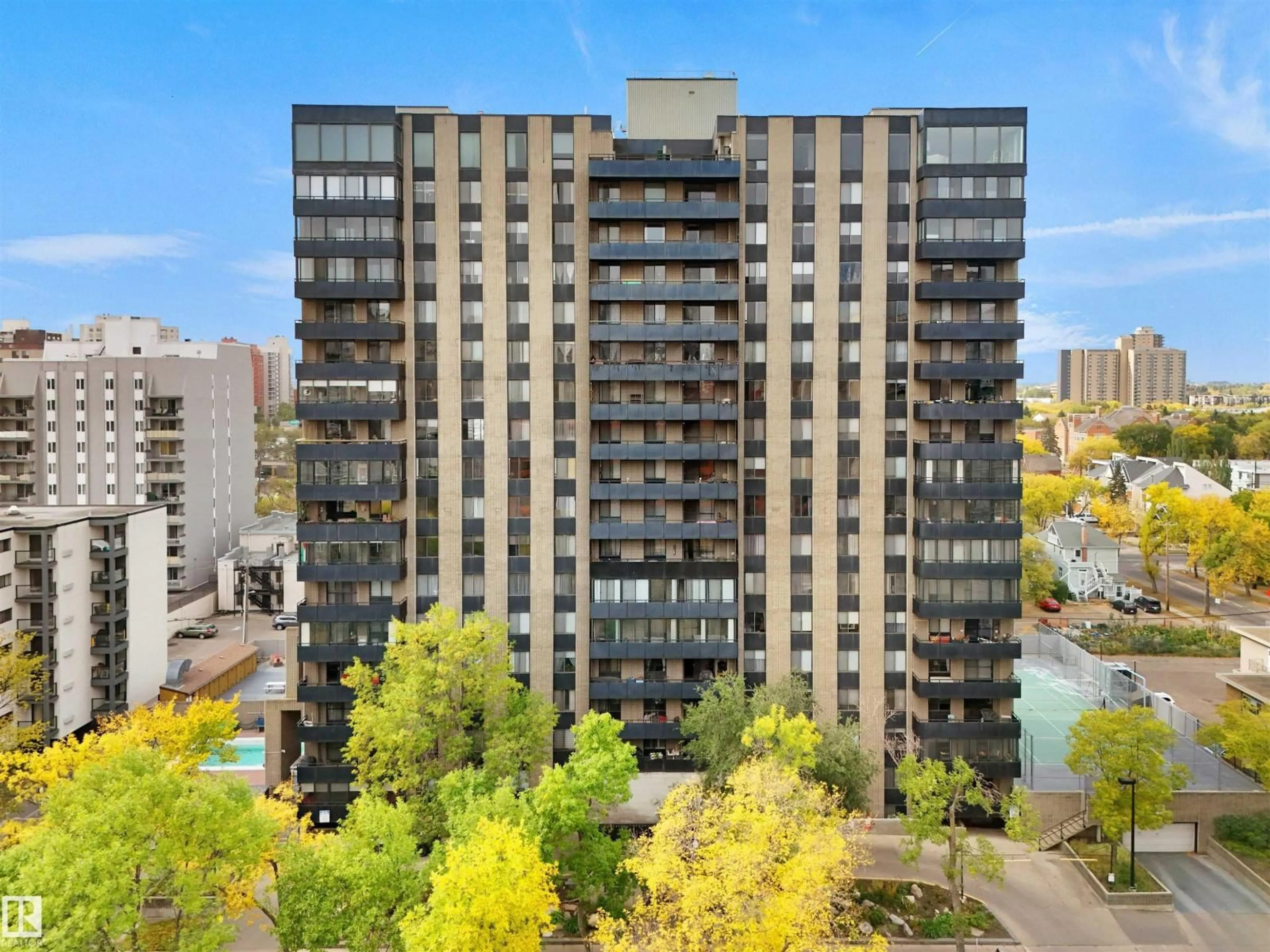 A pic from outside/outdoor area/front of a property/back of a property/a pic from drone, city buildings view from balcony for 10160 - 1604 115 ST, Edmonton Alberta T5K1T6