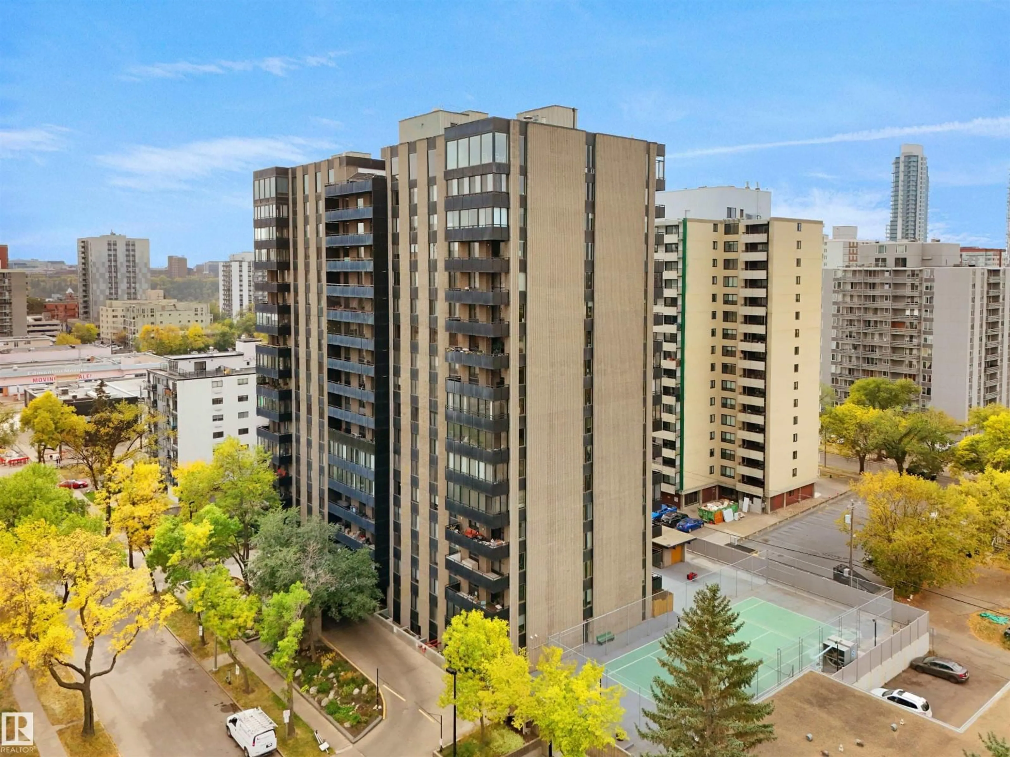 A pic from outside/outdoor area/front of a property/back of a property/a pic from drone, city buildings view from balcony for 10160 - 1604 115 ST, Edmonton Alberta T5K1T6