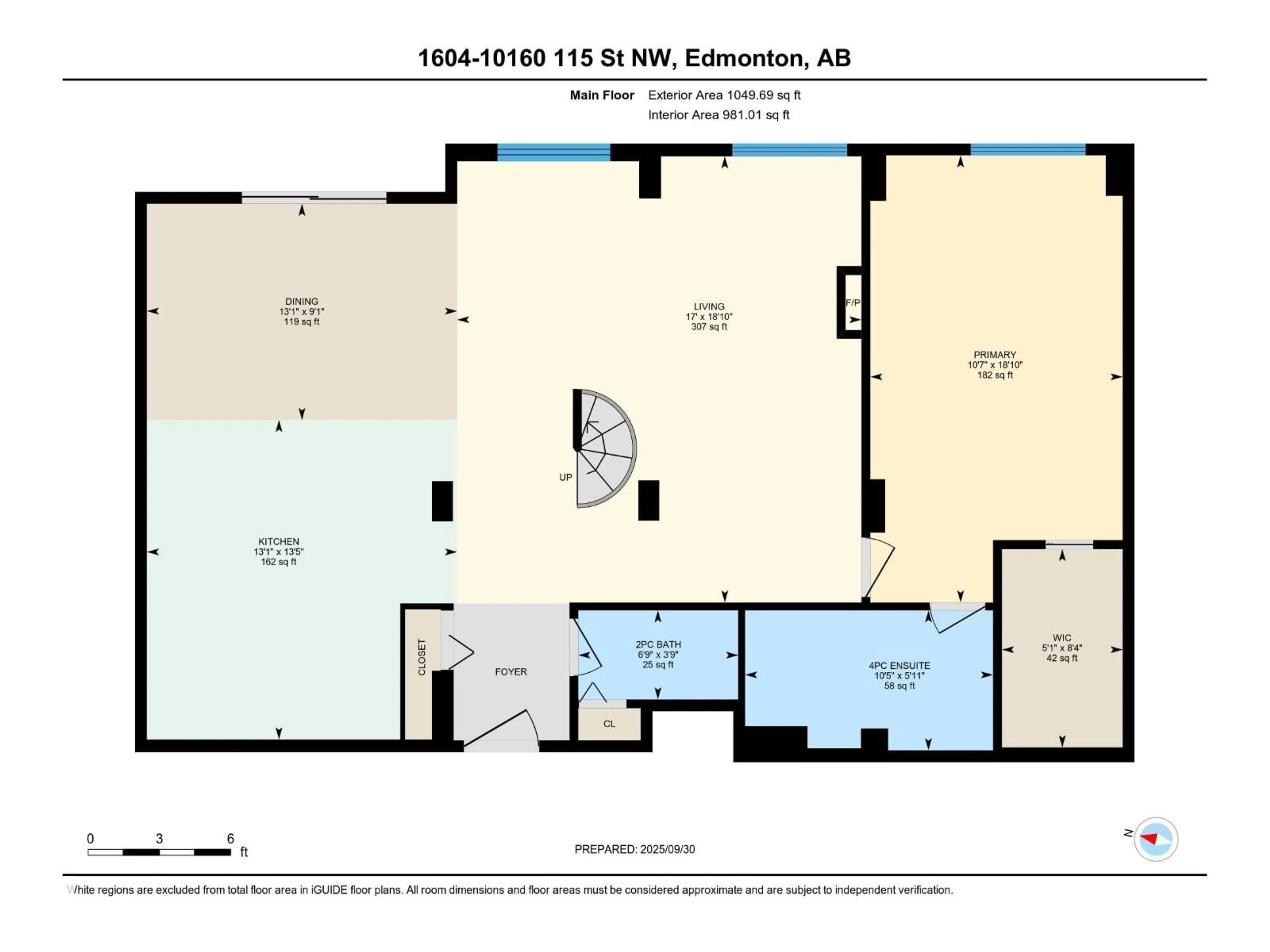 Floor plan for 10160 - 1604 115 ST, Edmonton Alberta T5K1T6