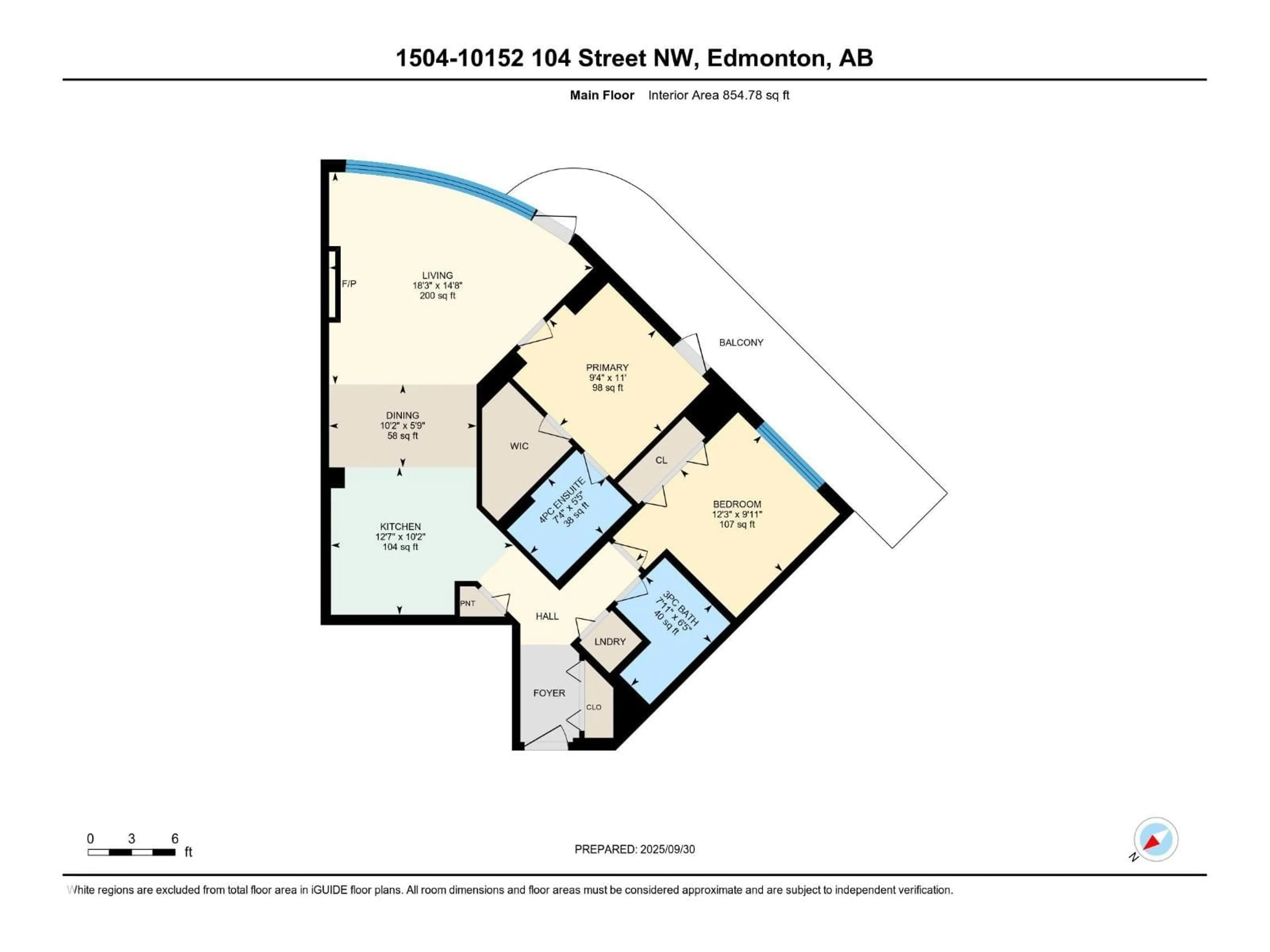 Floor plan for 10152 - 1504 104 ST, Edmonton Alberta T5J0B6