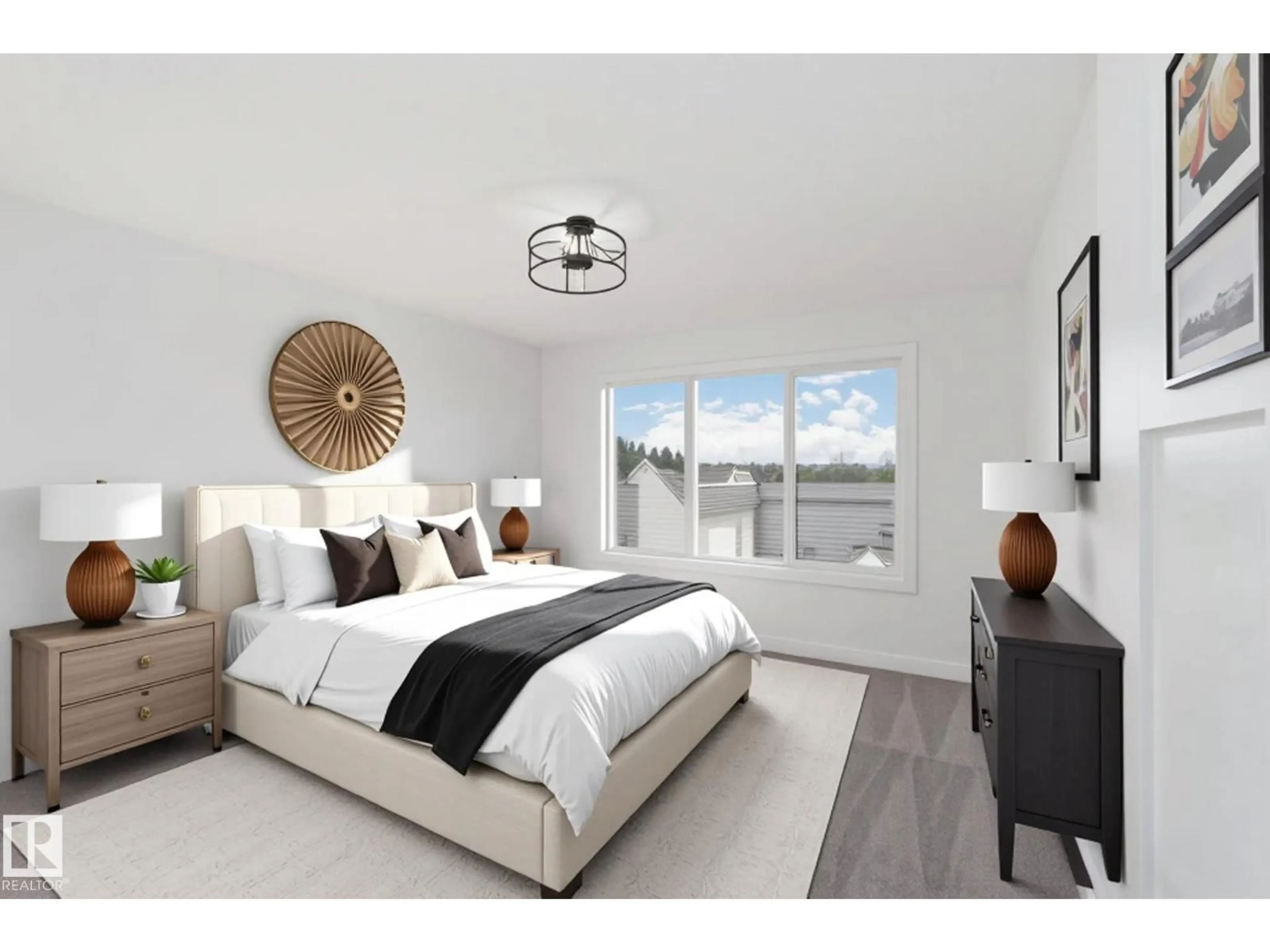 Bedroom with bed, wood/laminate floor for 1651 12 ST, Edmonton Alberta T6T2V1