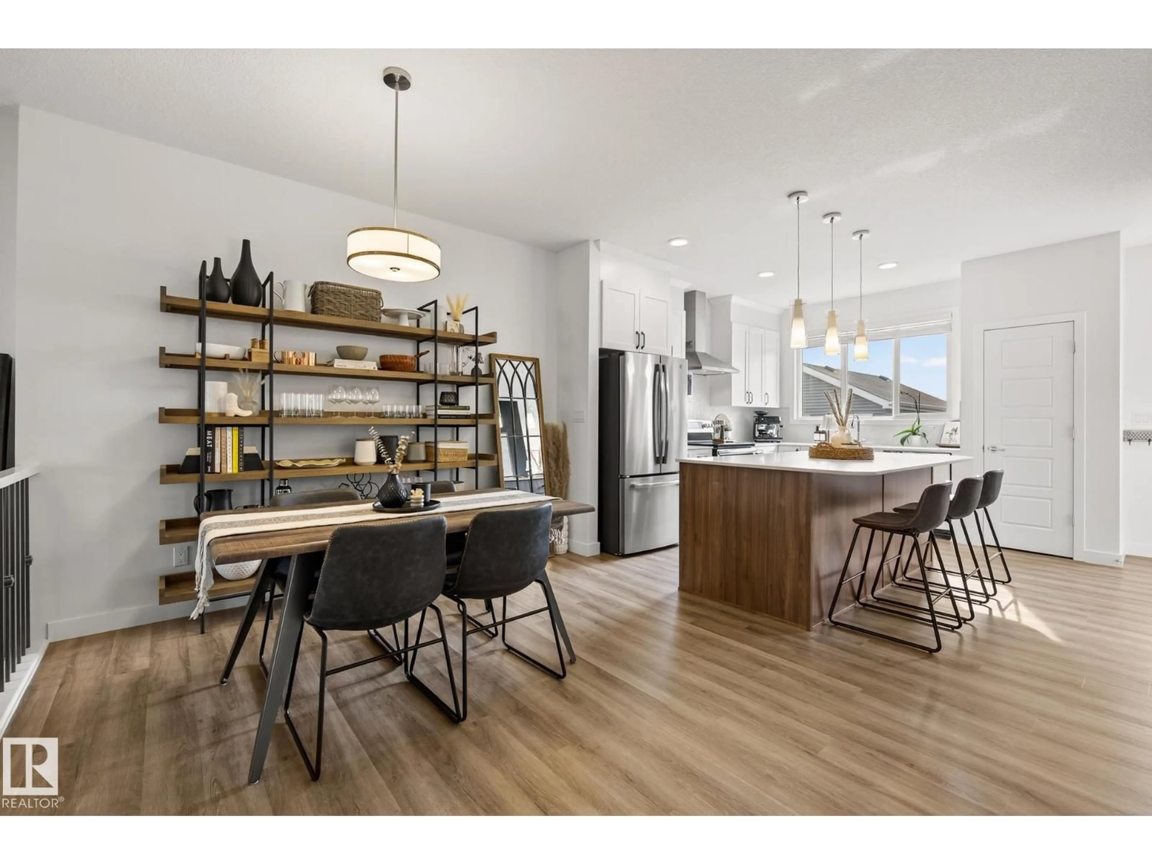 Open concept kitchen, wood/laminate floor for NW - 3396 ERLANGER BEND BN, Edmonton Alberta T6M1J5
