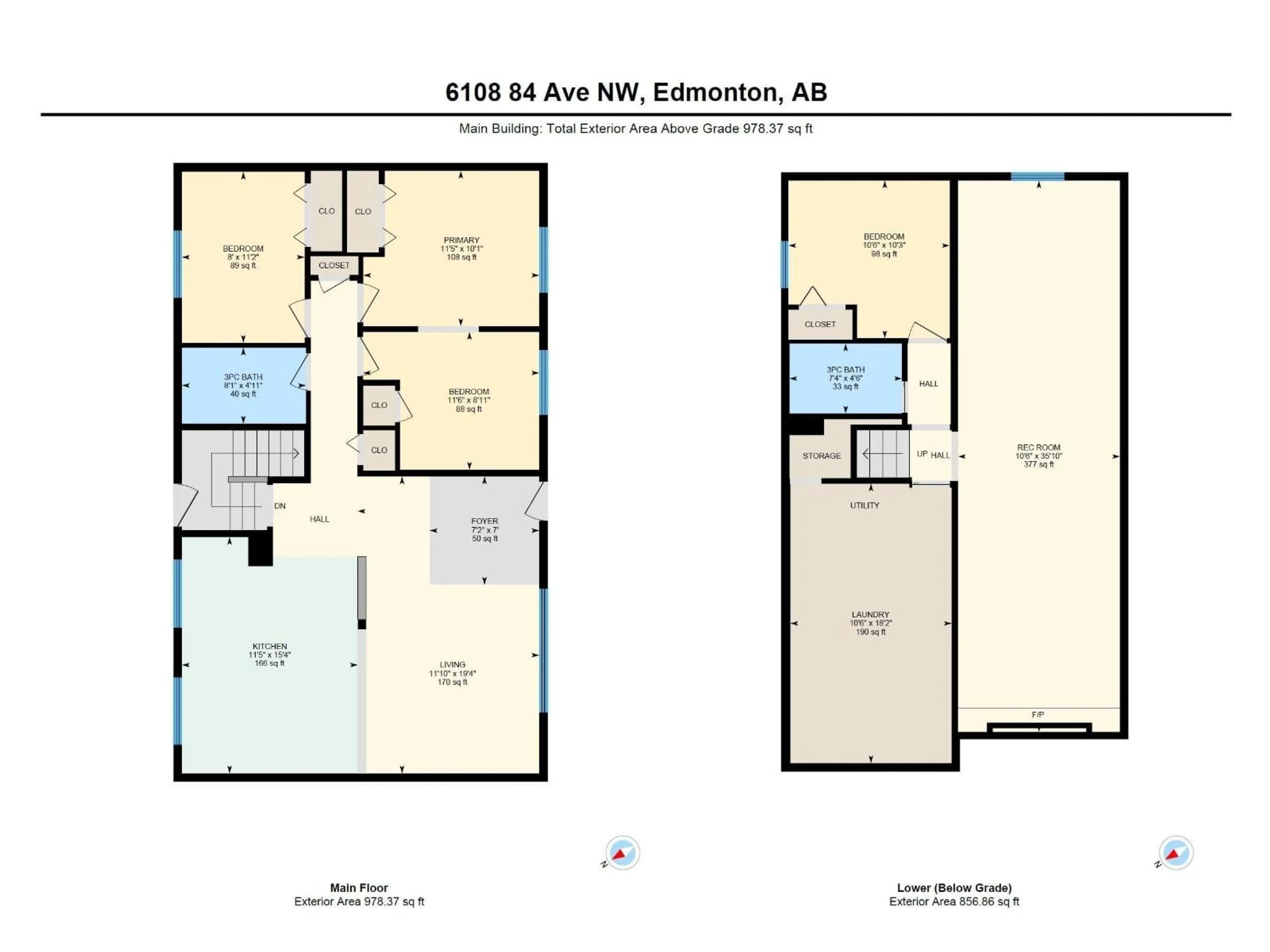 Floor plan for 6108 84 AV, Edmonton Alberta T6B0H5
