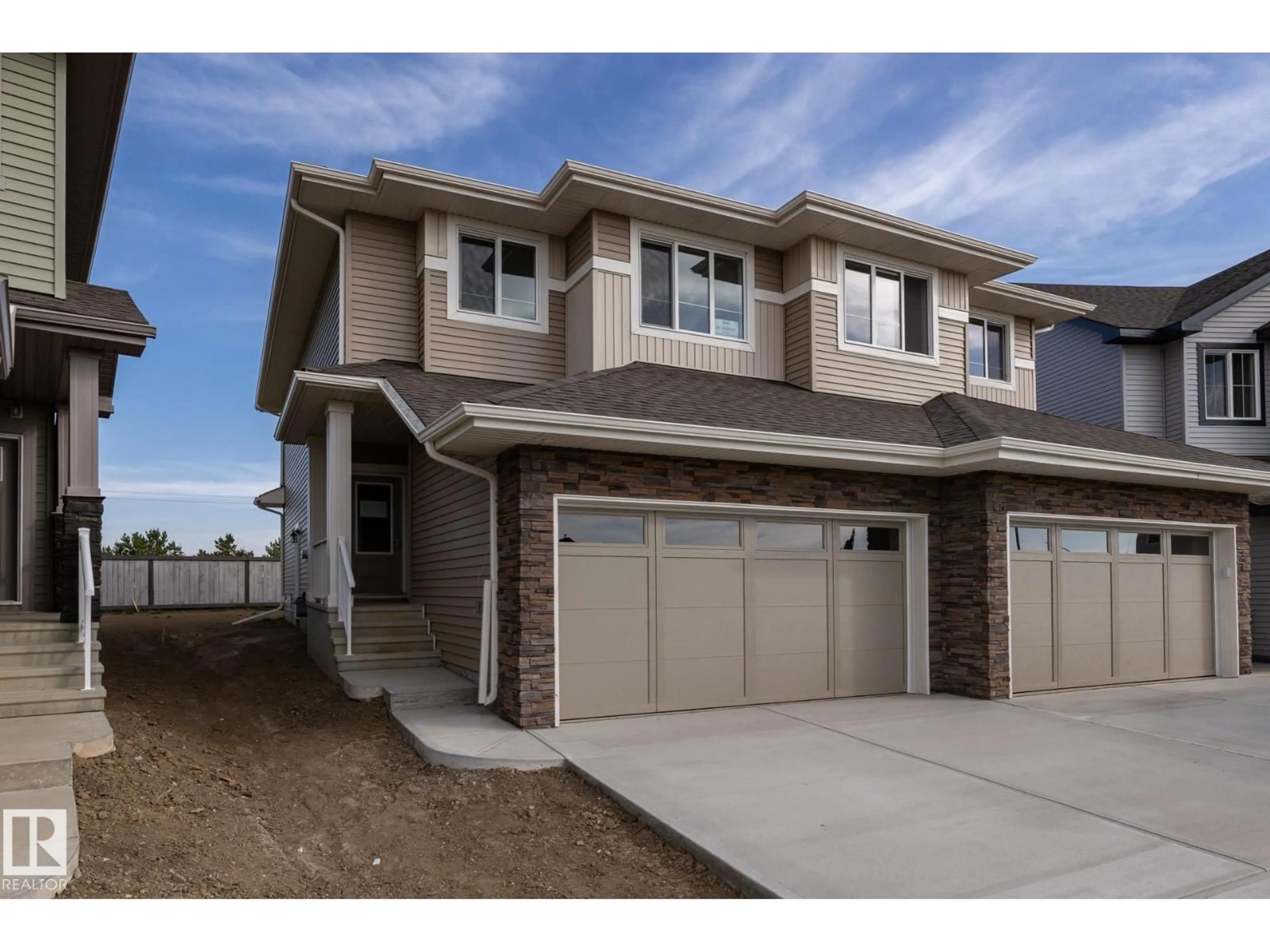 Home with vinyl exterior material, street for 8641 97 AV, Morinville Alberta T8R2S1