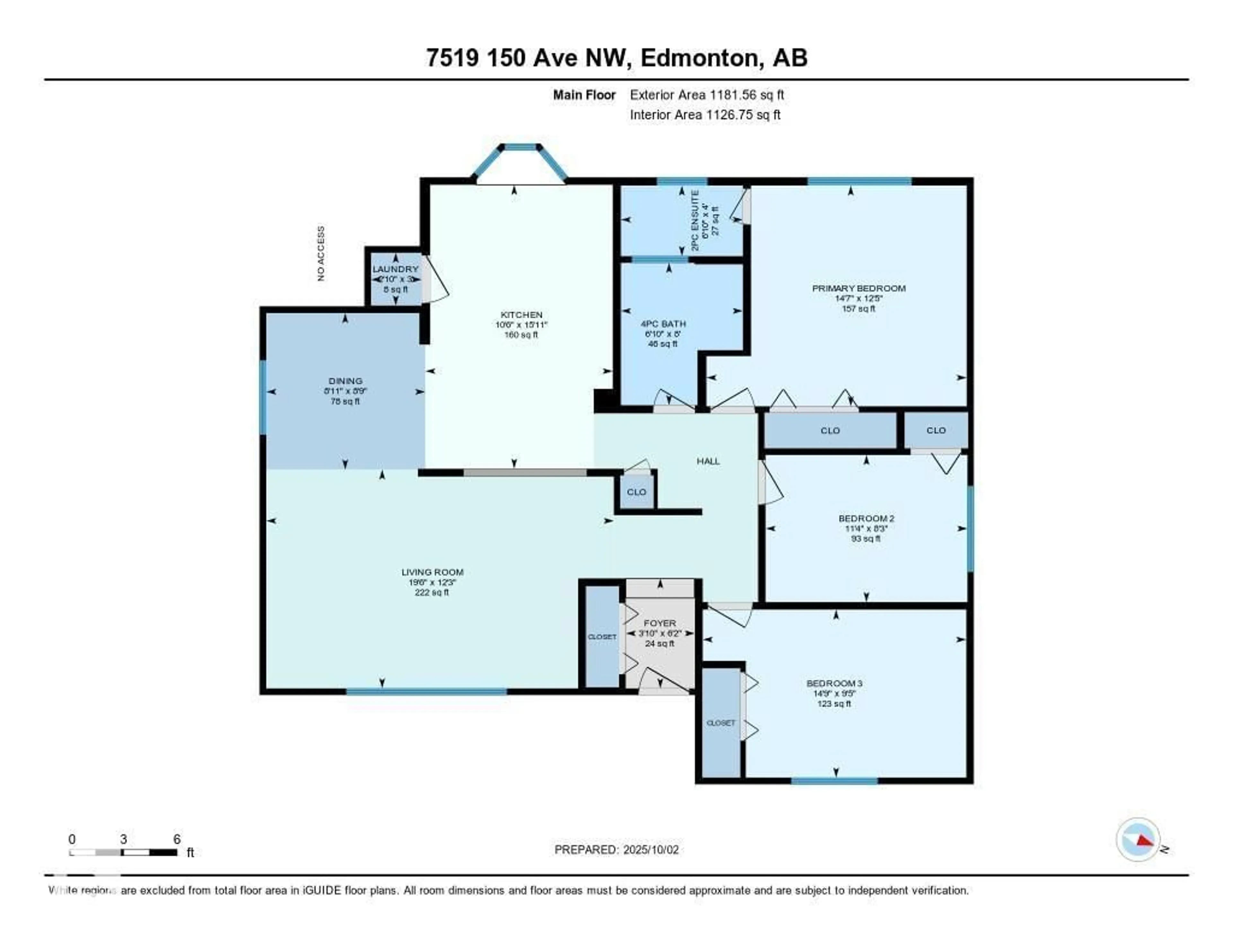 Floor plan for 7519 150 AV, Edmonton Alberta T5C2Y2
