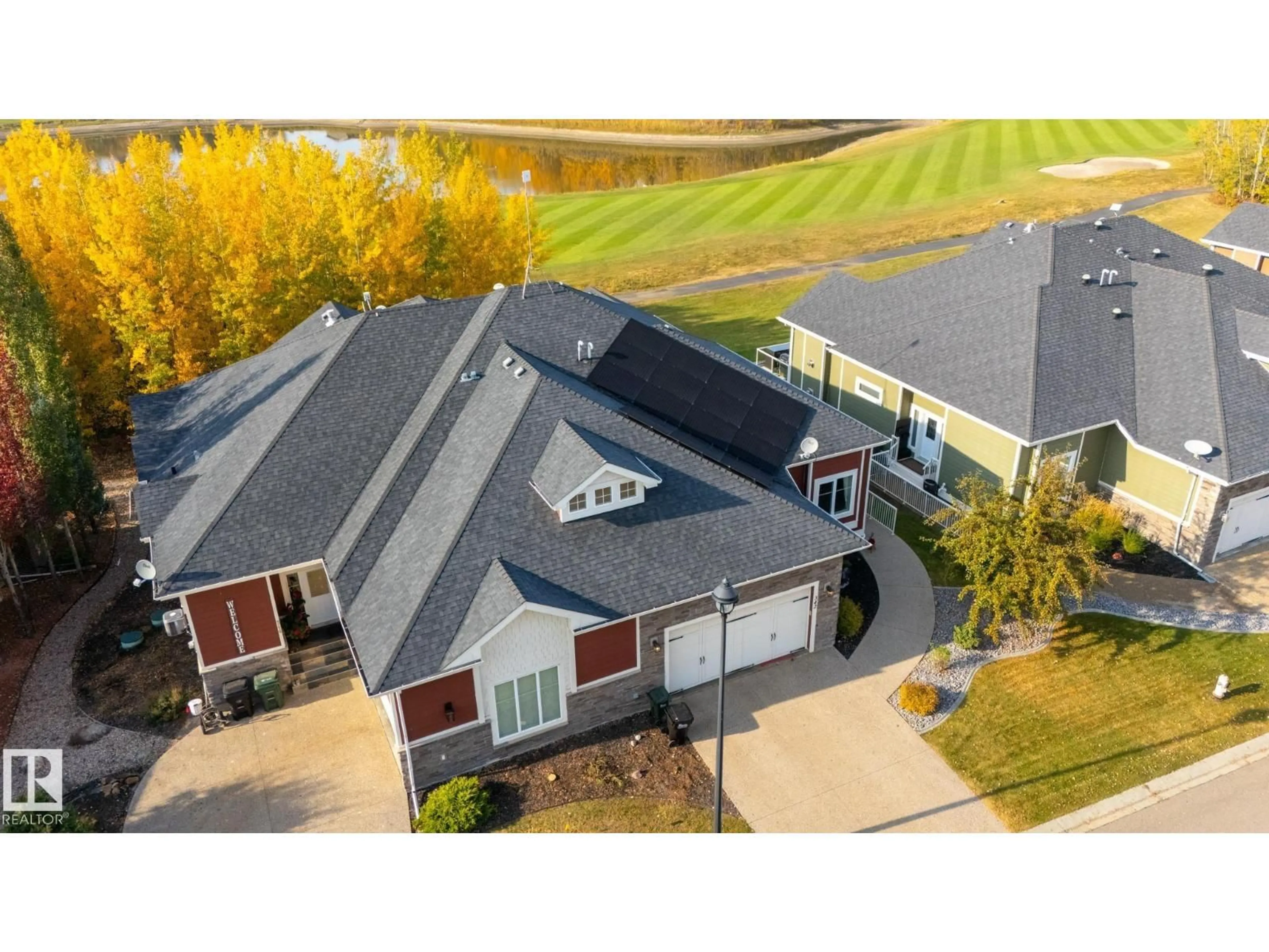 A pic from outside/outdoor area/front of a property/back of a property/a pic from drone, street for 342 - 51101 RGE ROAD 222, Rural Strathcona County Alberta T8C1G9