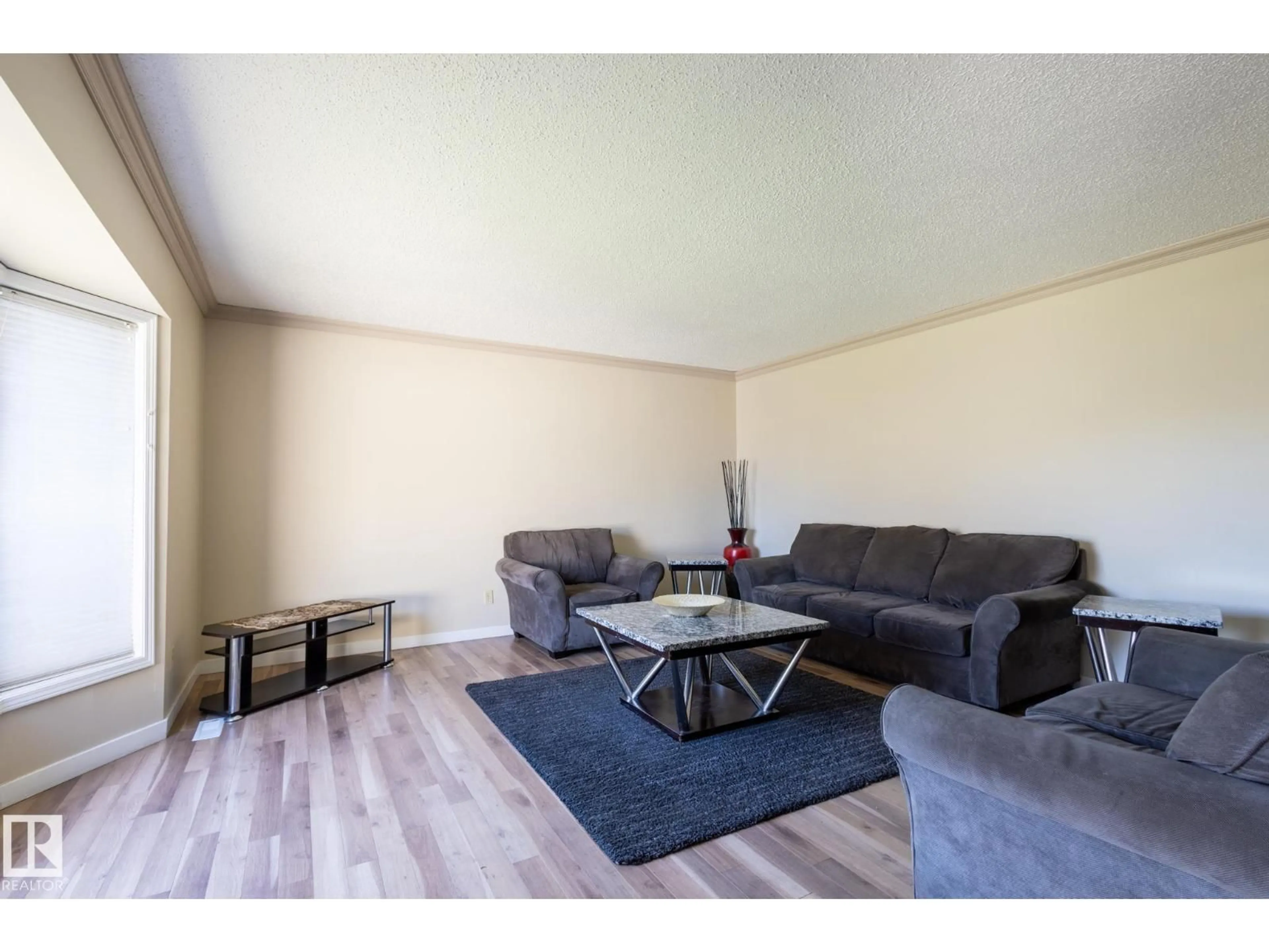 Living room with furniture, wood/laminate floor for NW - 18012 96 ST, Edmonton Alberta T5Z2G5