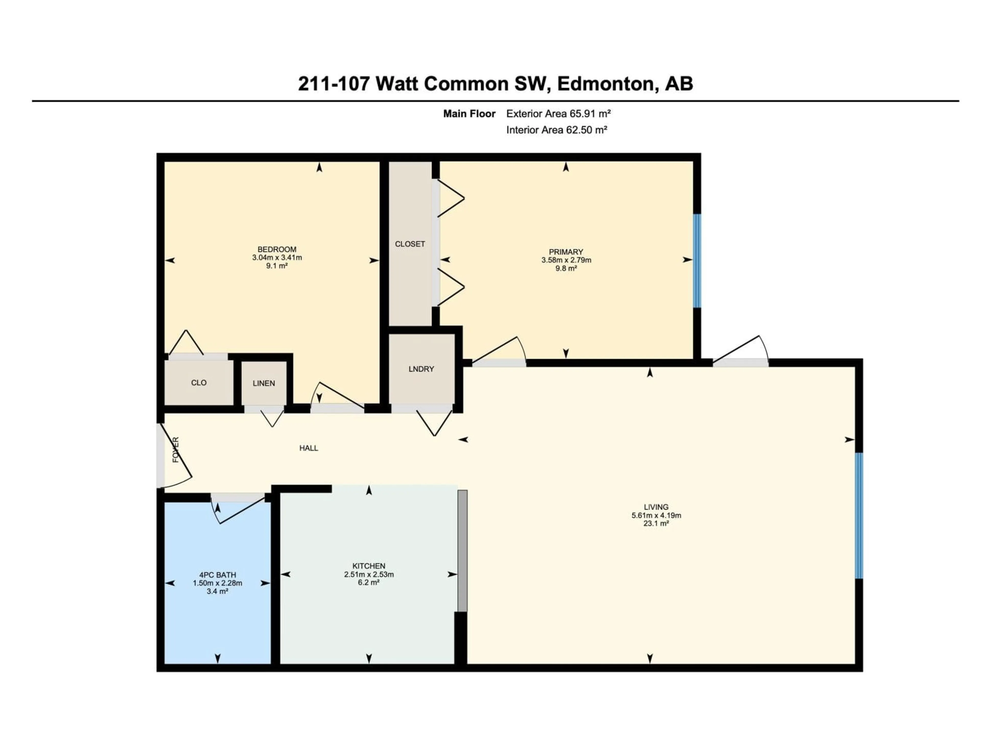 Floor plan for SW - 211 107 WATT CM, Edmonton Alberta T6X2C6