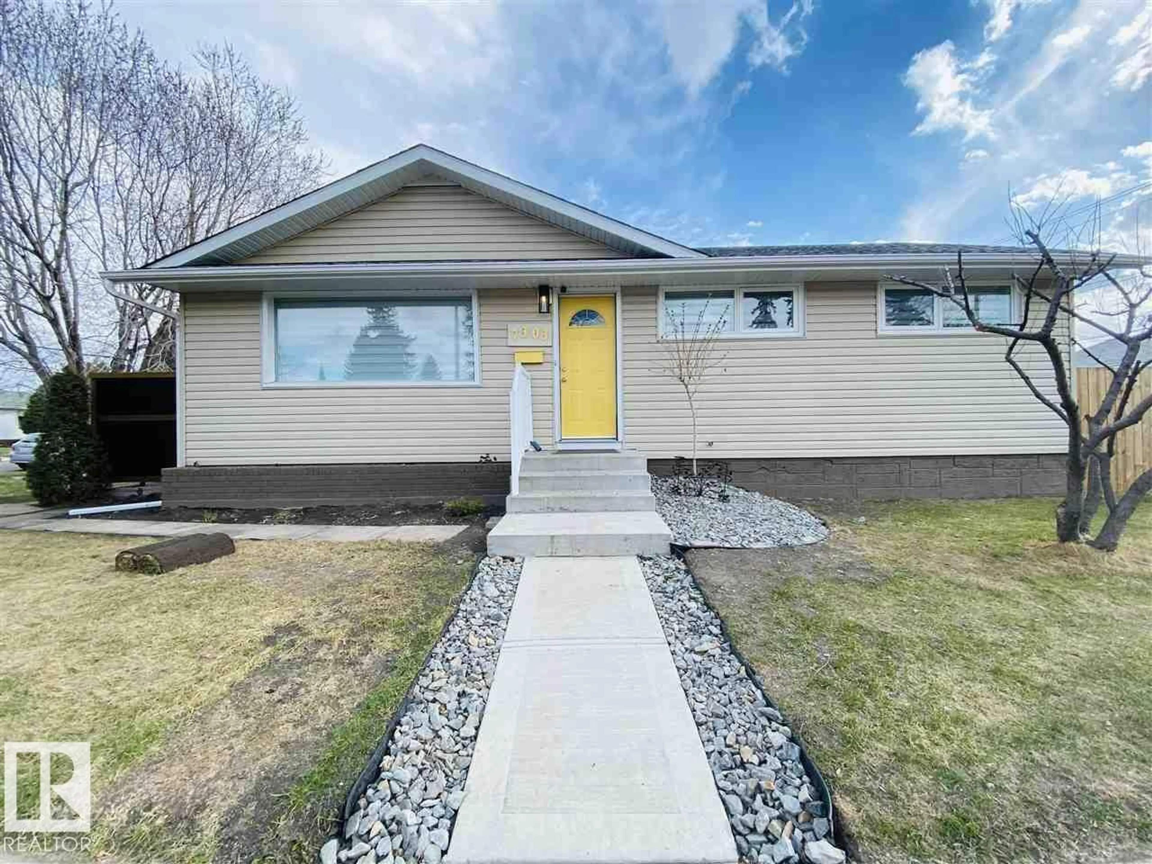 Home with vinyl exterior material, street for NW - 7303 90 AV, Edmonton Alberta T6B0P6