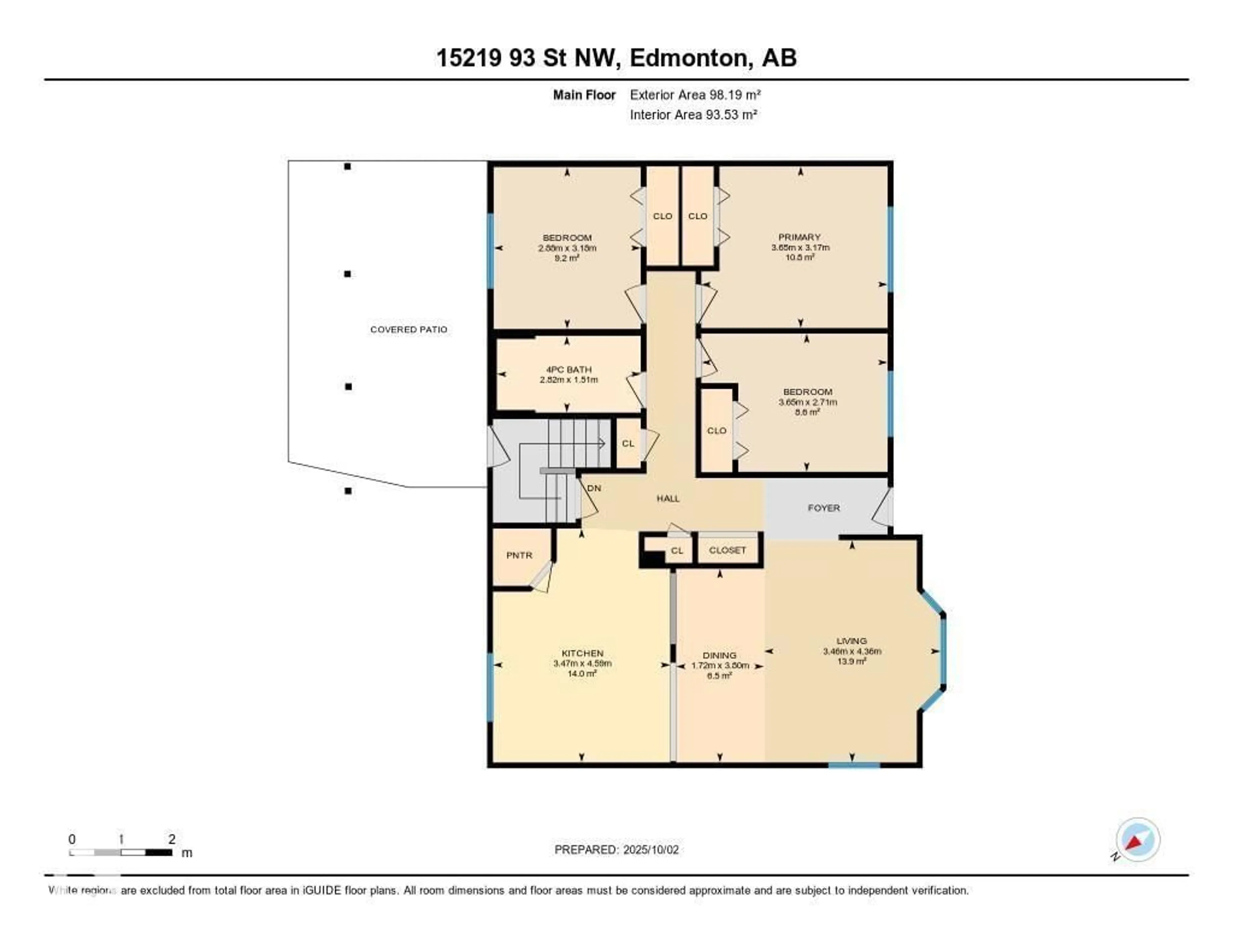 Floor plan for 15219 93 ST, Edmonton Alberta T5E3V1