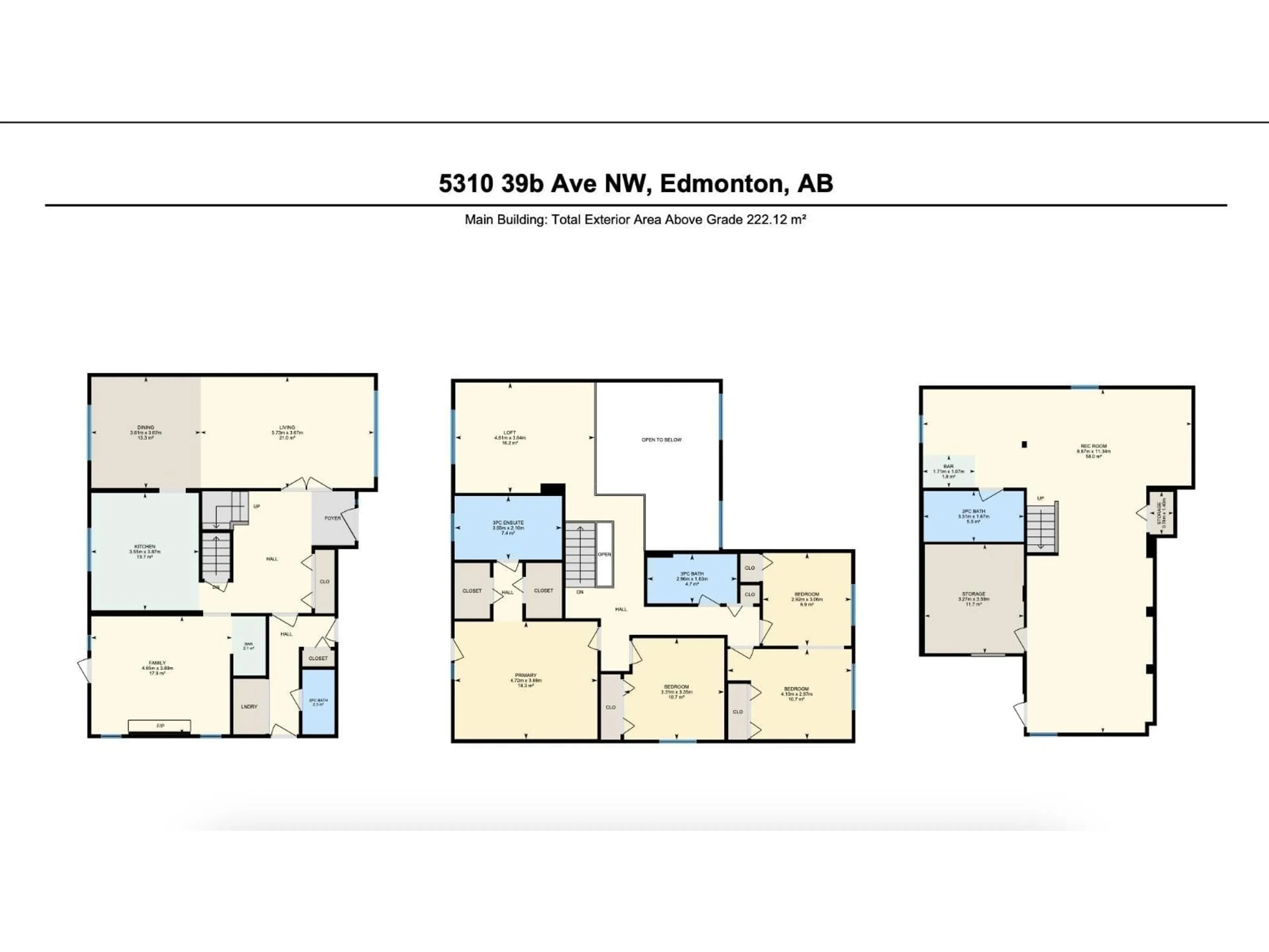 Floor plan for NW - 5310 39B AV, Edmonton Alberta T6L1P1