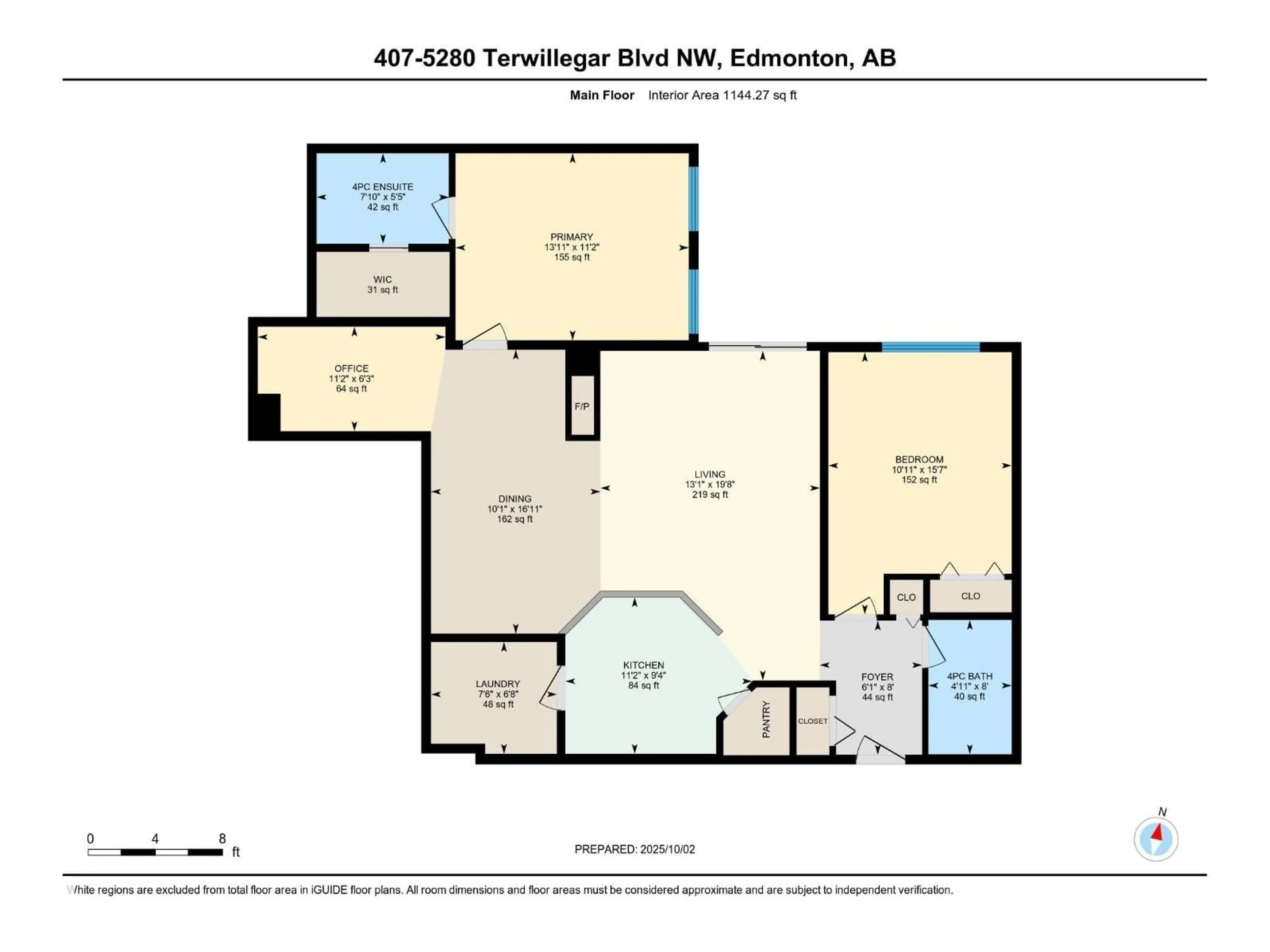 Floor plan for #407 - 5280 TERWILLEGAR BV, Edmonton Alberta T6R3T9