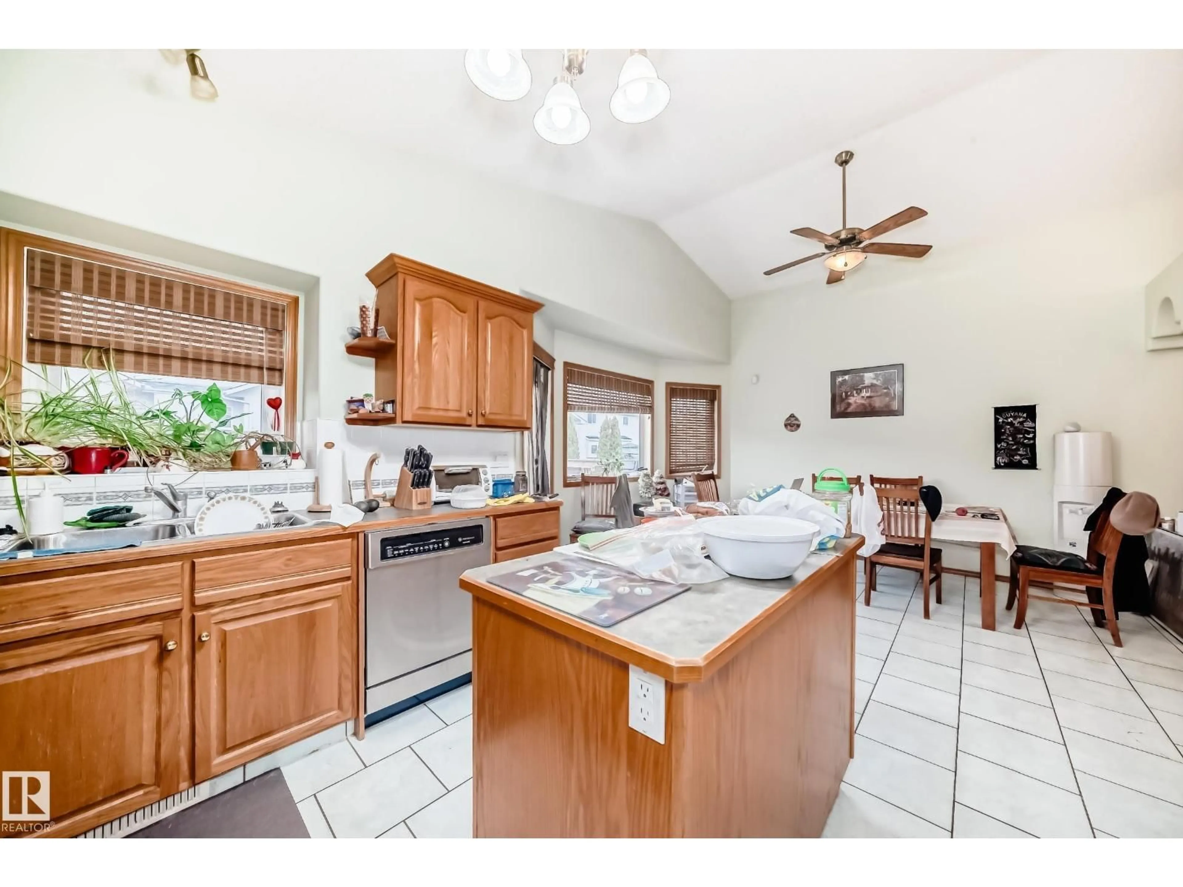 Open concept kitchen, ceramic/tile floor for 16215 77 ST, Edmonton Alberta T5Z3N6