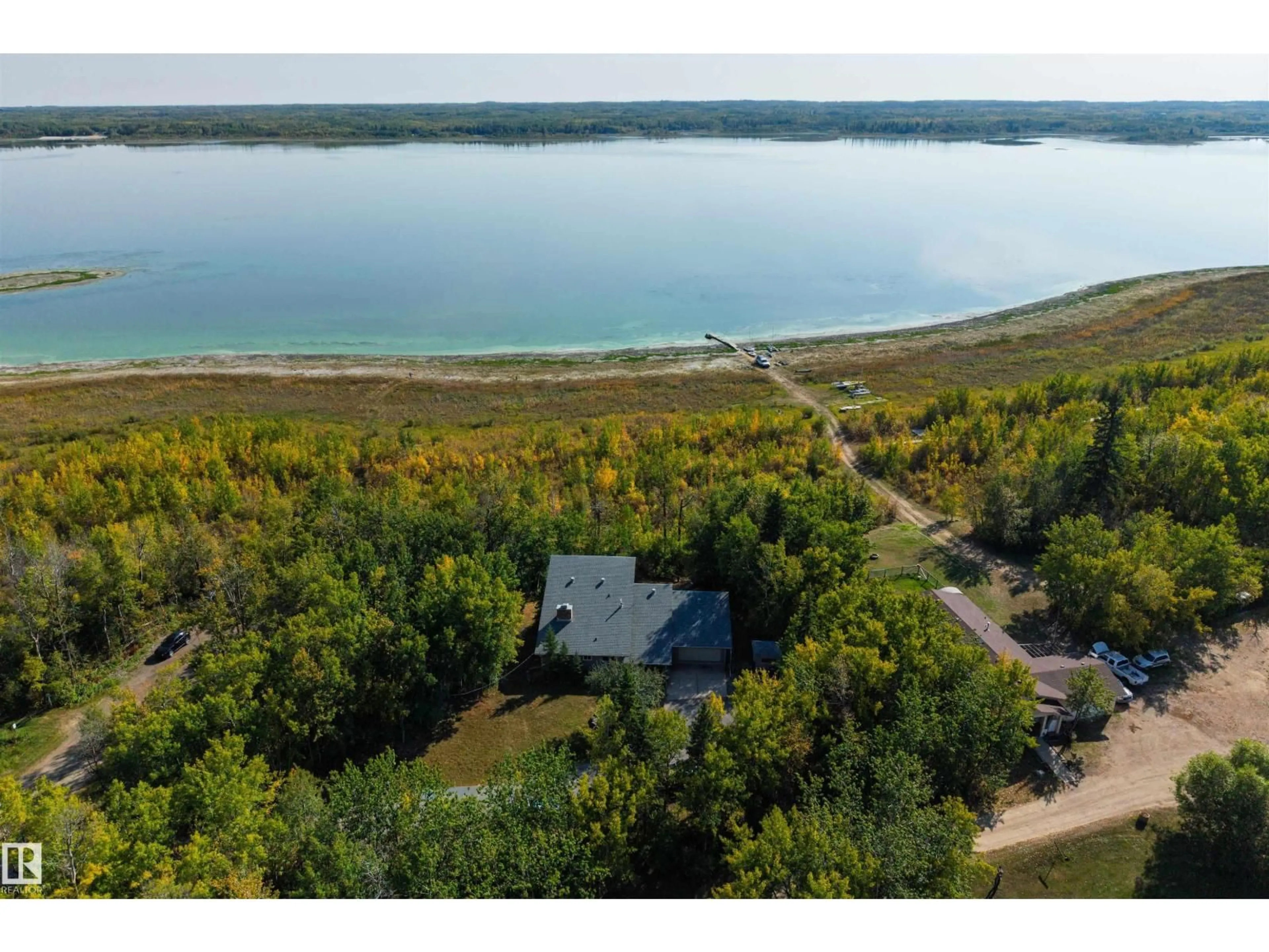A pic from outside/outdoor area/front of a property/back of a property/a pic from drone, water/lake/river/ocean view for 51380 RGE ROAD 205, Rural Strathcona County Alberta T8G1G3