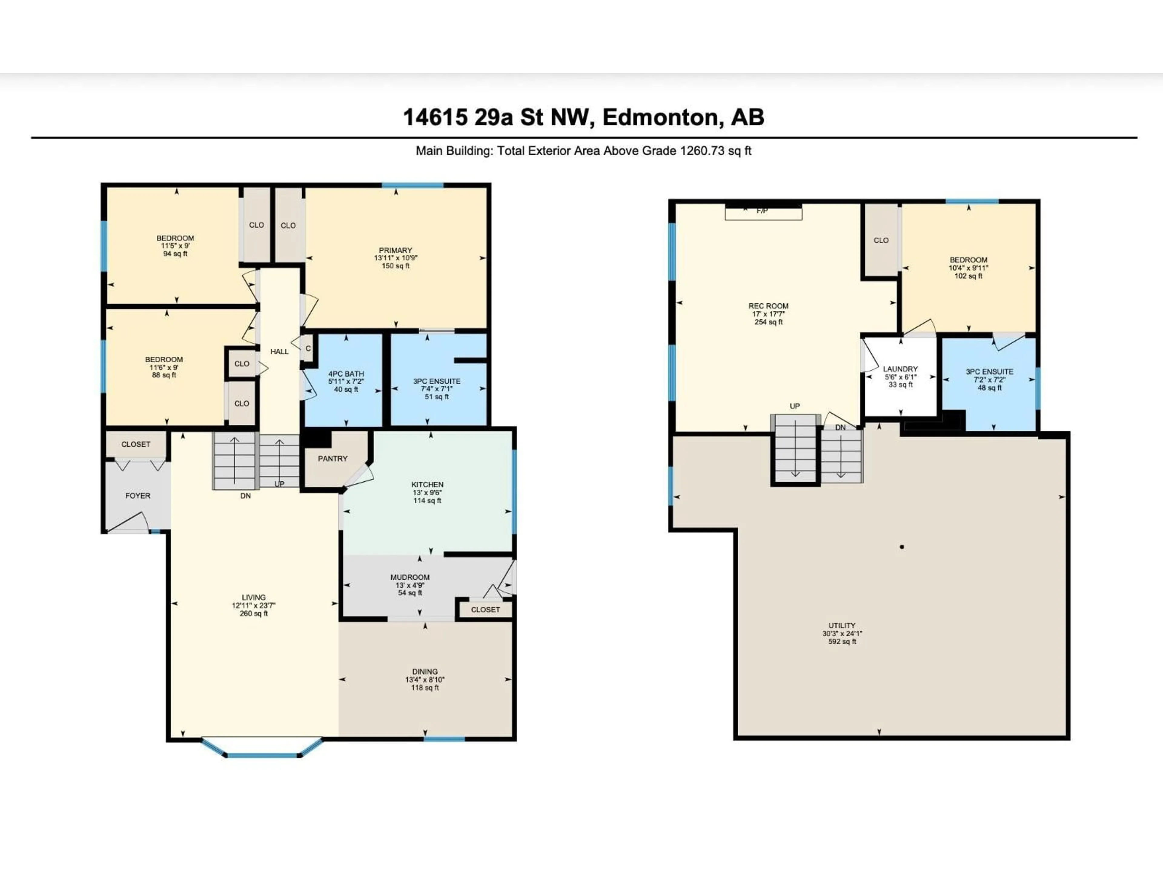 Floor plan for 14615 29A ST NW, Edmonton Alberta T5Y2E4