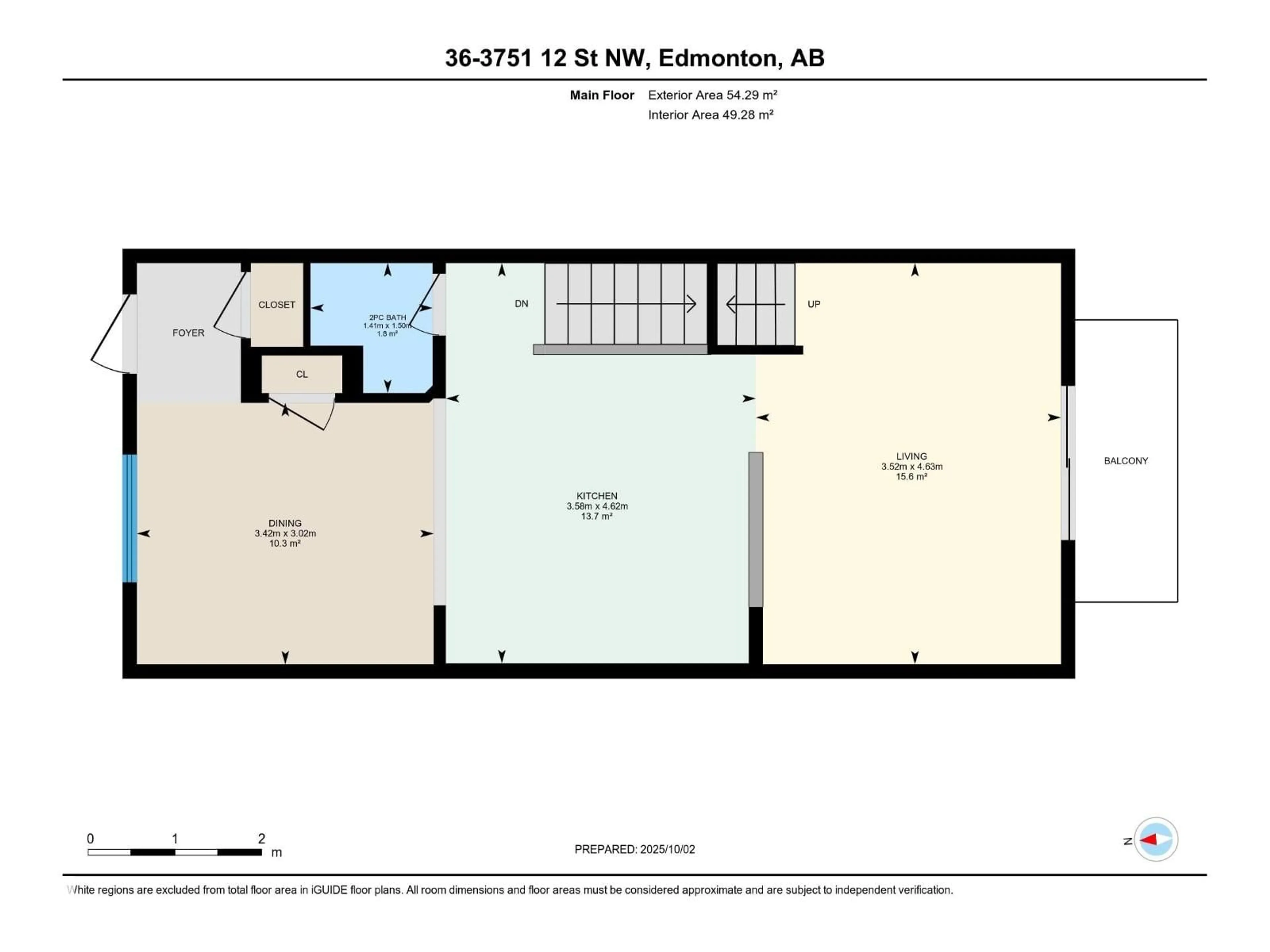 Floor plan for 36 - 3751 12 ST NW, Edmonton Alberta T6T0N3