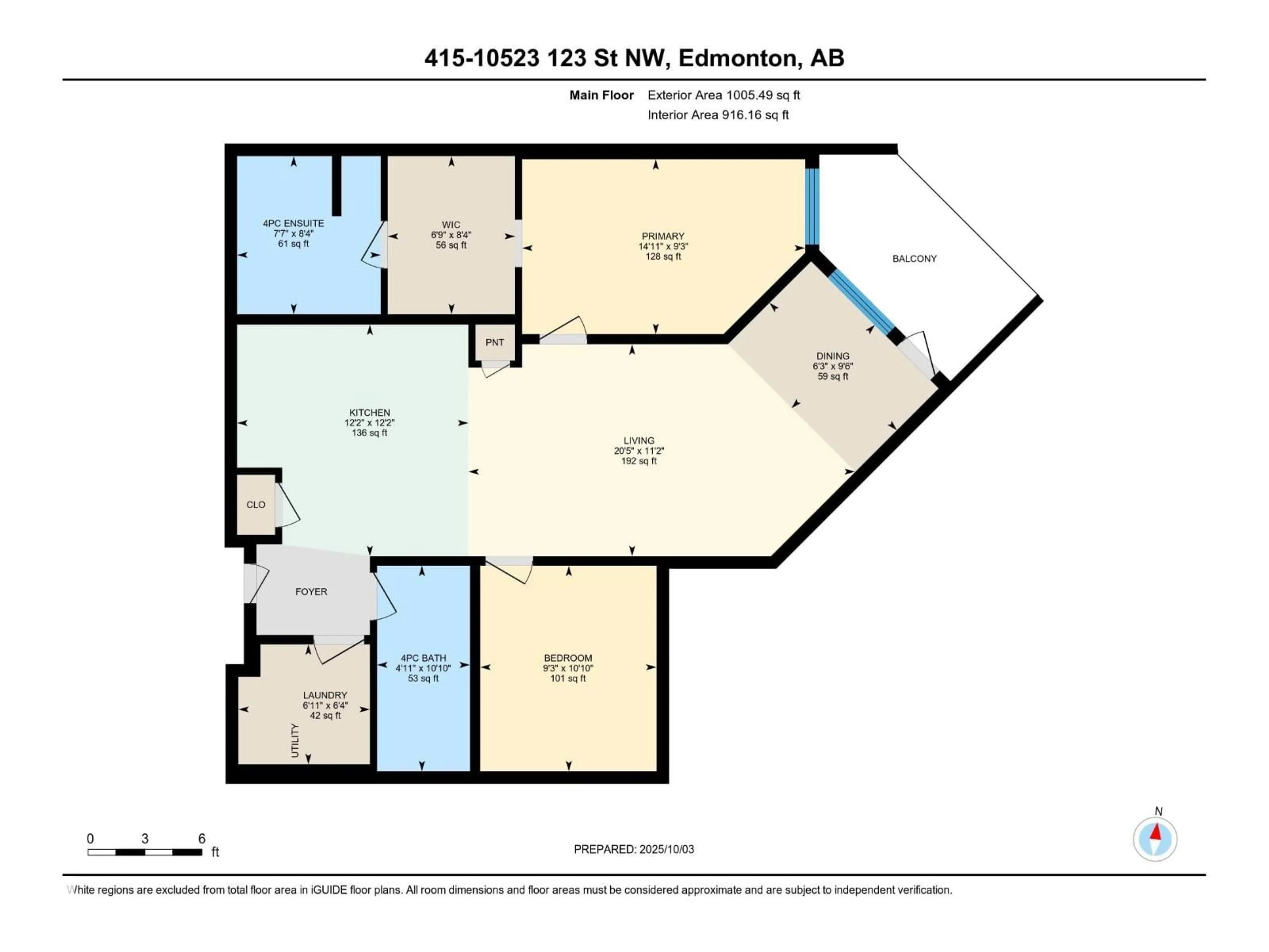 Floor plan for 415 10523 123 ST NW, Edmonton Alberta T5N1N9