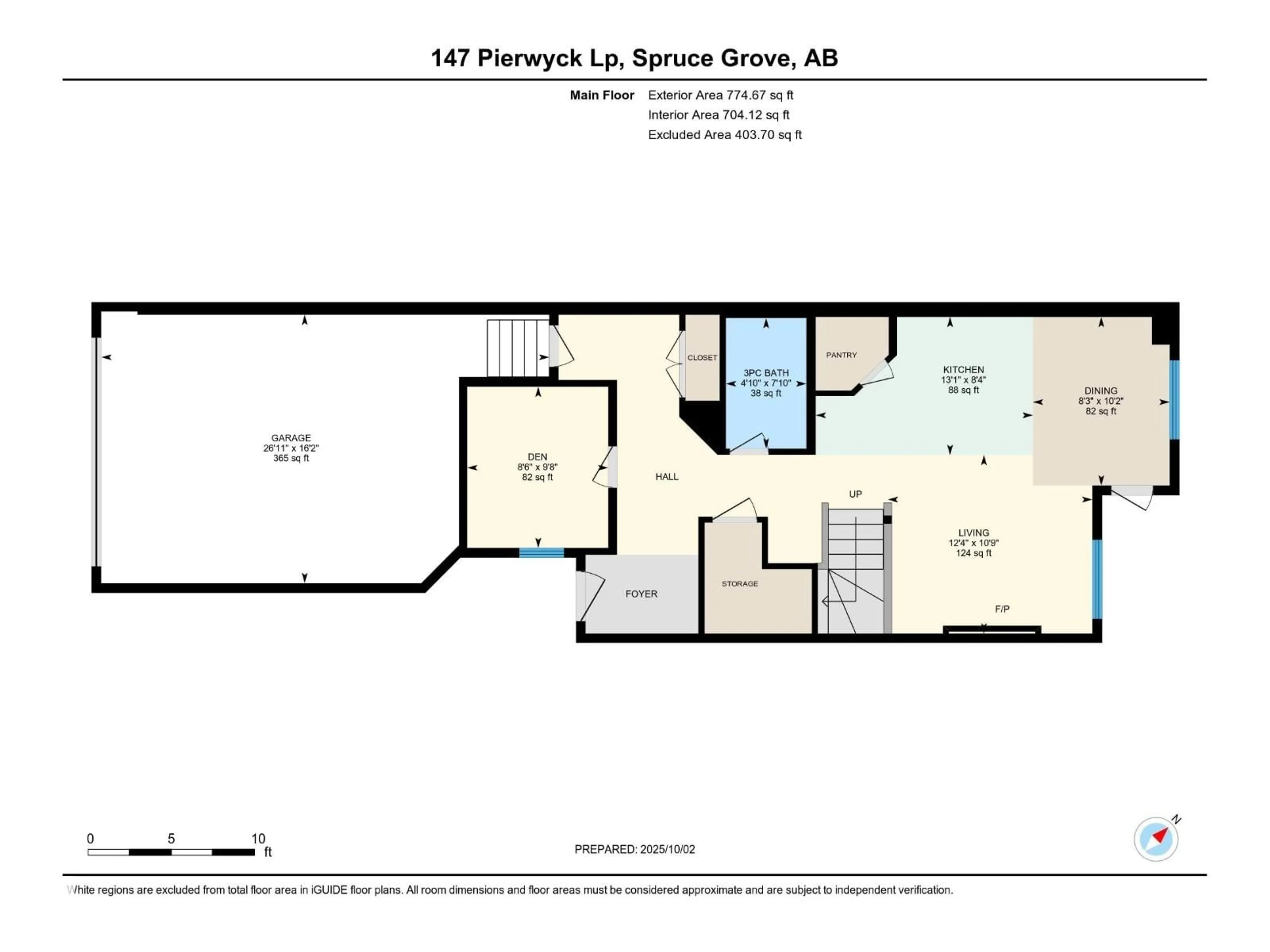 Floor plan for 147 PIERWYCK LO, Spruce Grove Alberta T7X4G3
