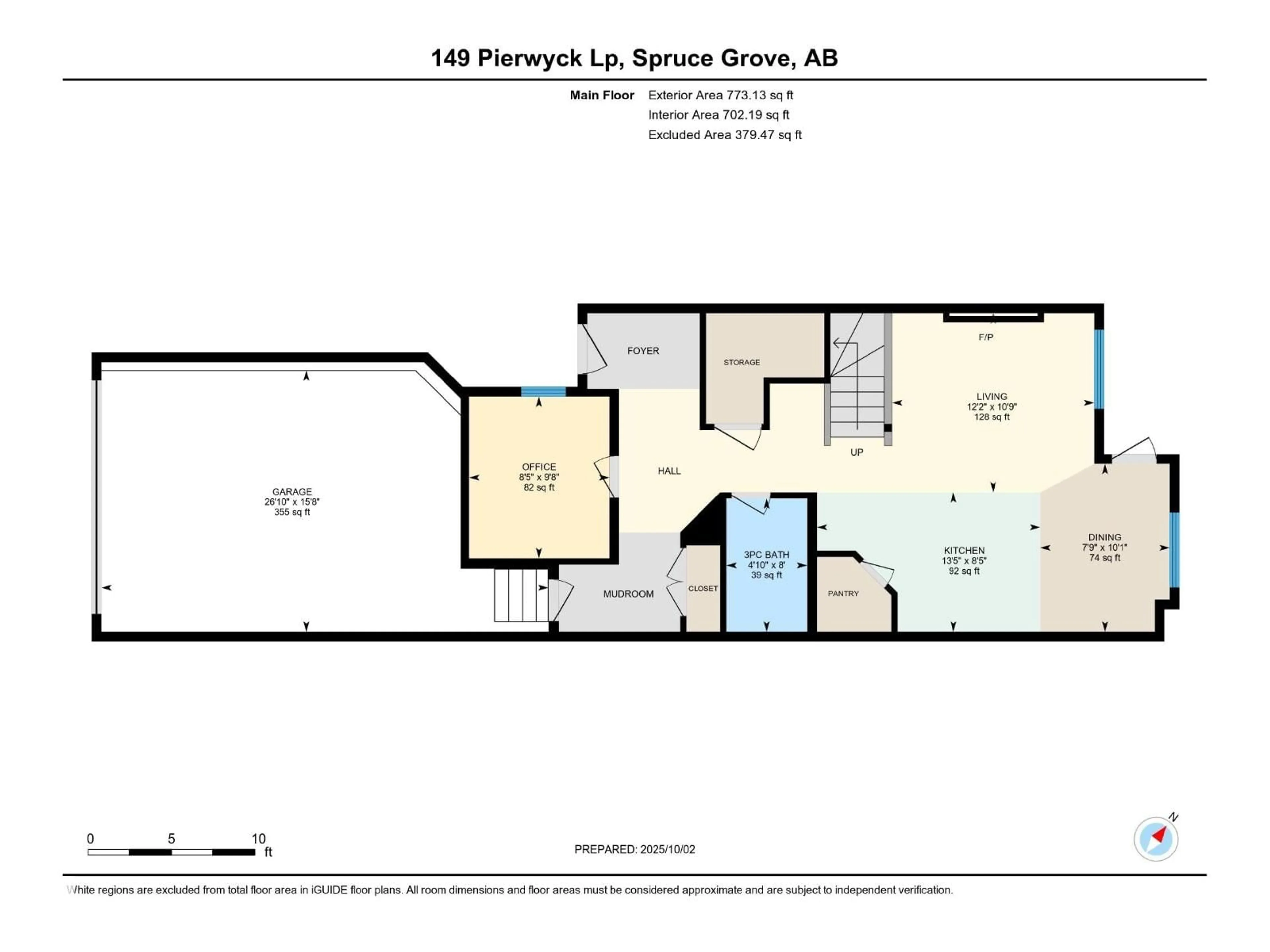Floor plan for 149 PIERWYCK LO, Spruce Grove Alberta T7X4G3