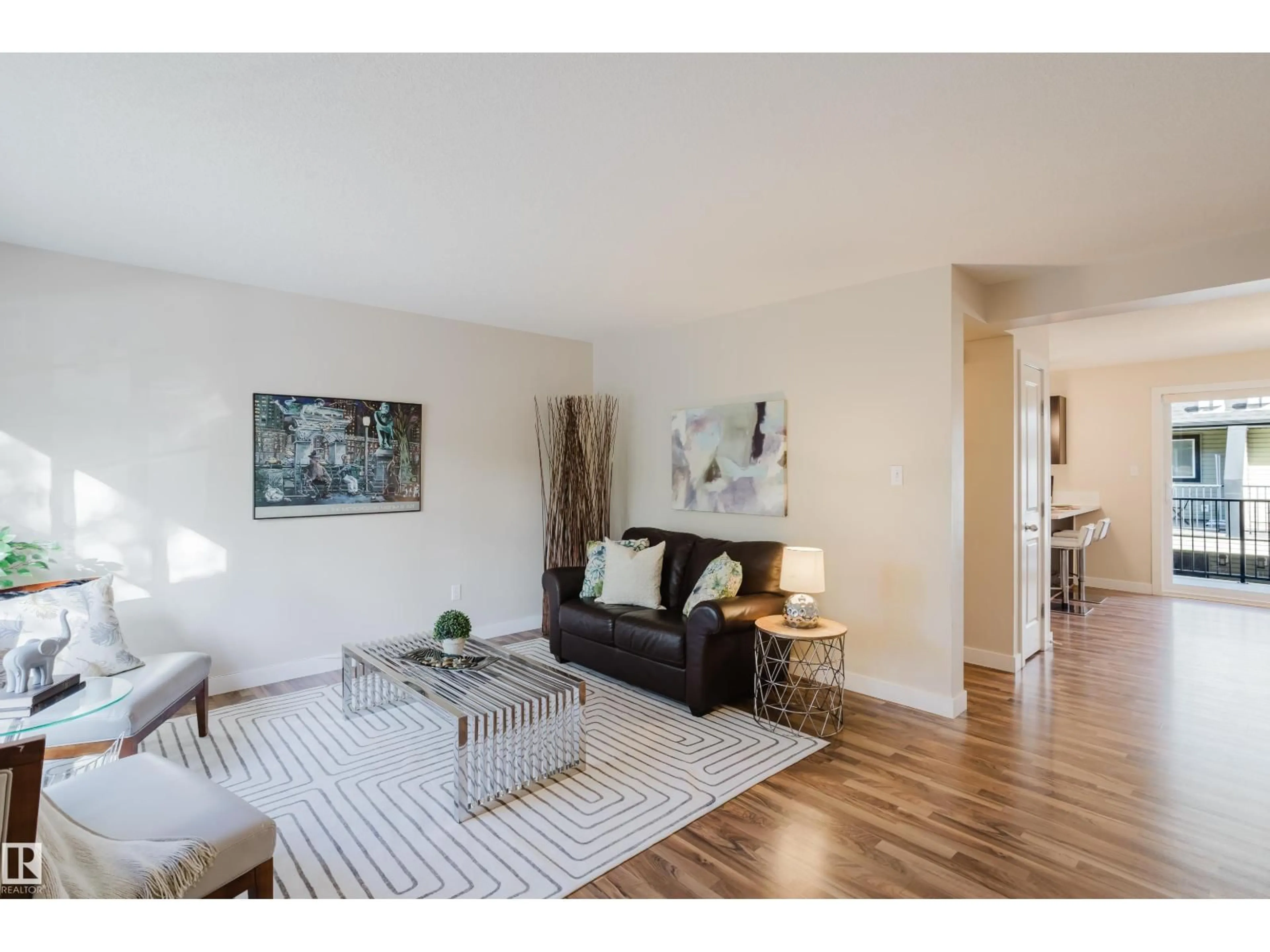 Living room with furniture, wood/laminate floor for #11 - 5260 TERWILLEGAR BV, Edmonton Alberta T6R0S1