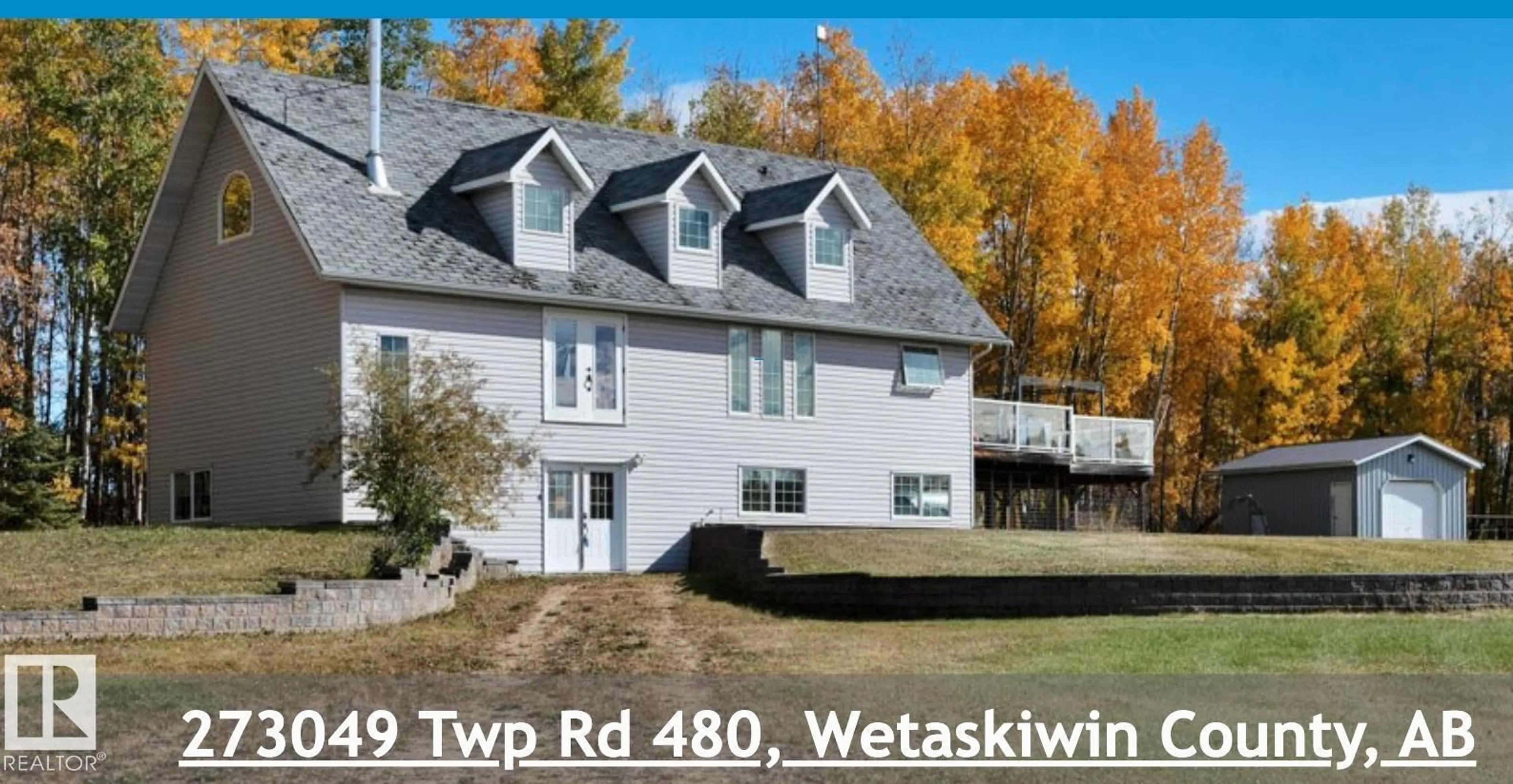 A pic from outside/outdoor area/front of a property/back of a property/a pic from drone, water/lake/river/ocean view for 273049 TWP ROAD 480, Rural Wetaskiwin County Alberta T0C2P0