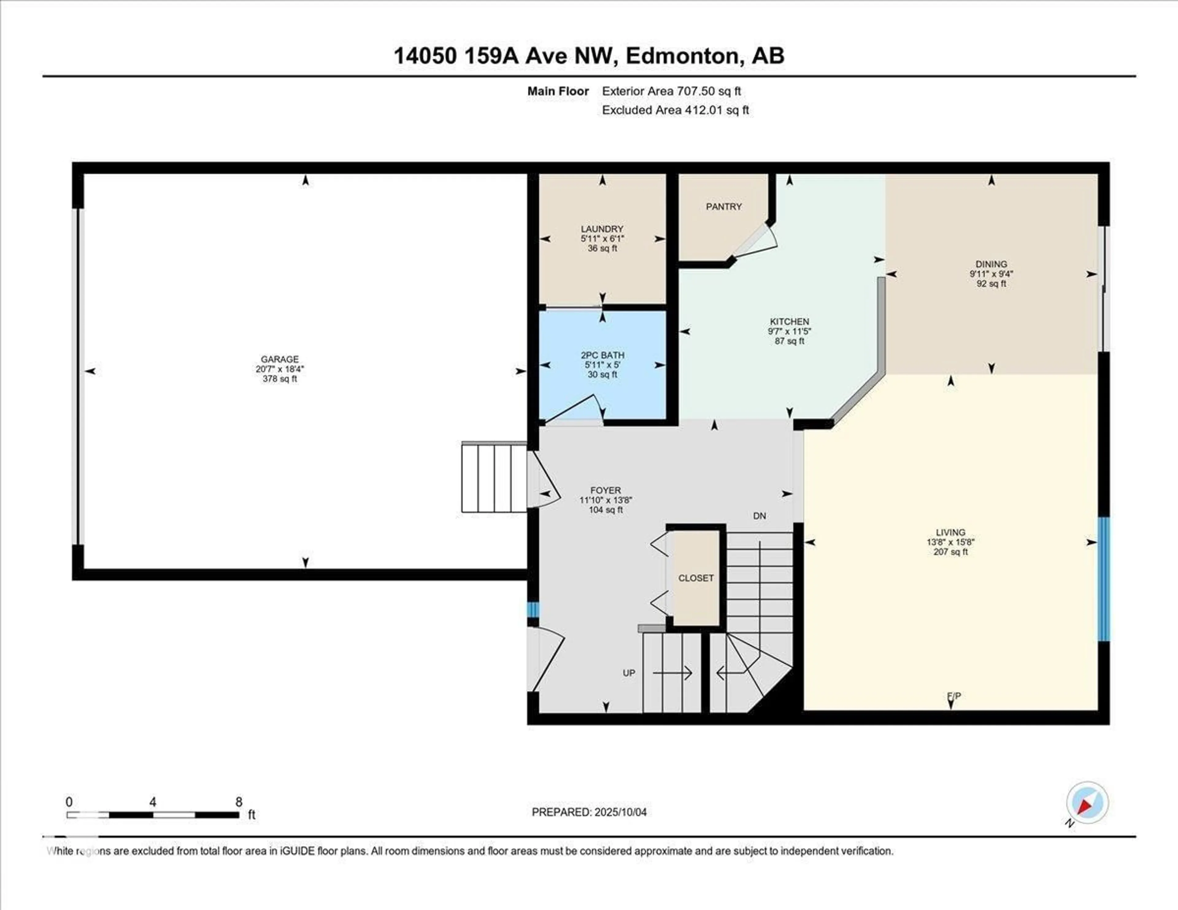 Floor plan for 14050 159A AV, Edmonton Alberta T6V1X8