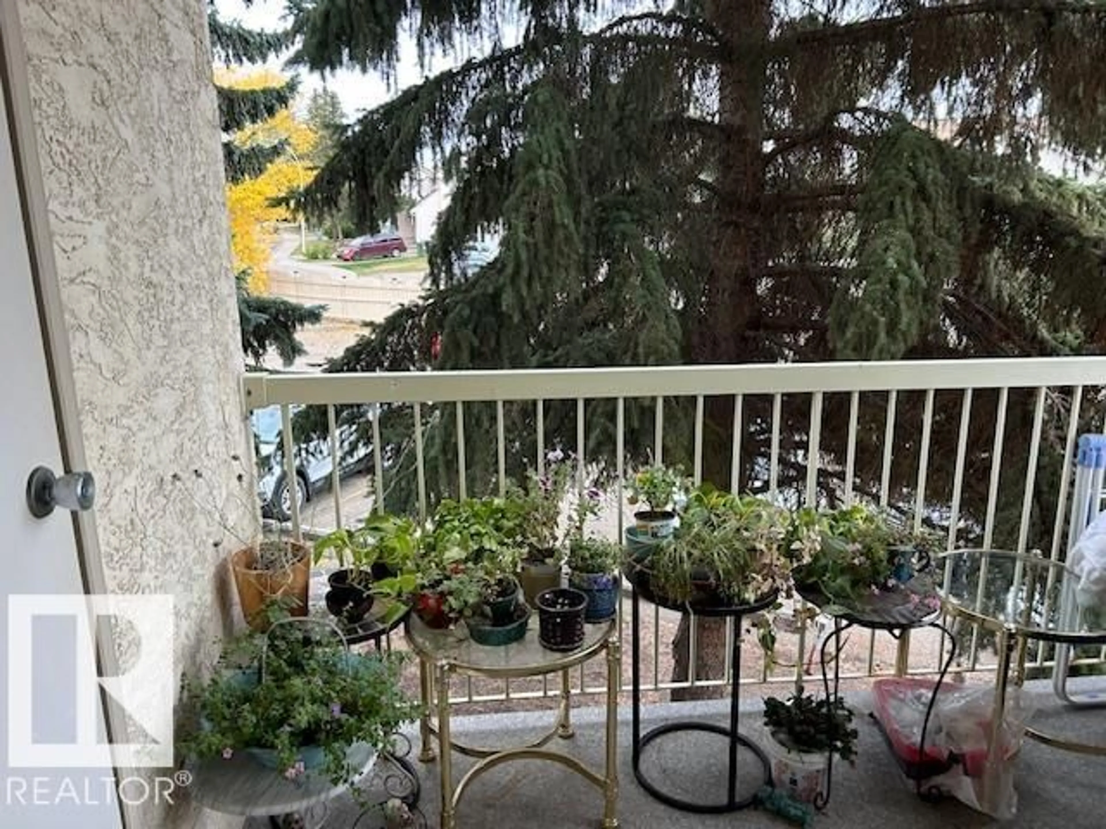 Balcony in the apartment, city buildings view from balcony for 215 - 18004 95 AV NW, Edmonton Alberta T5T5W3