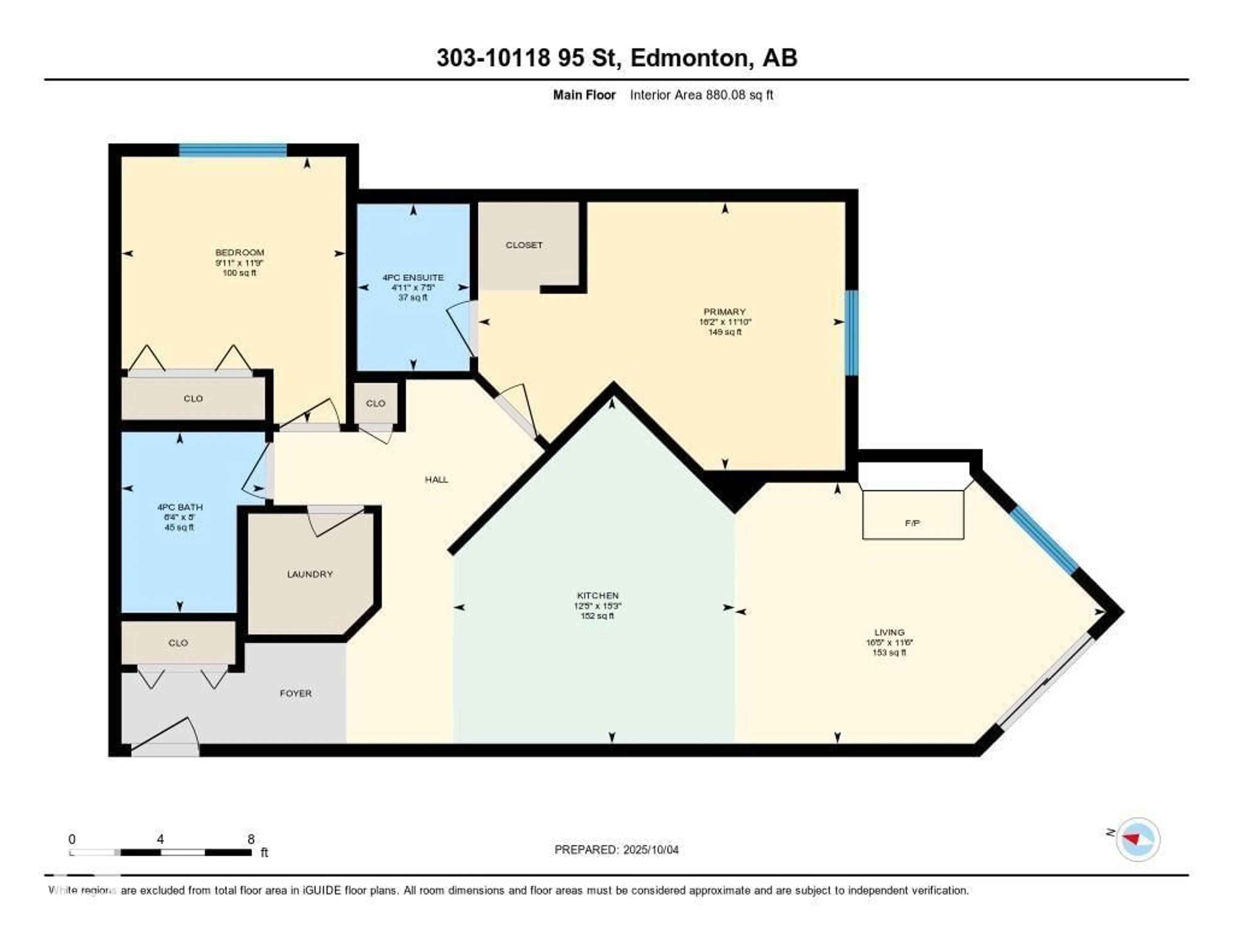 Floor plan for #303 - 10118 95 ST, Edmonton Alberta T5H4R6
