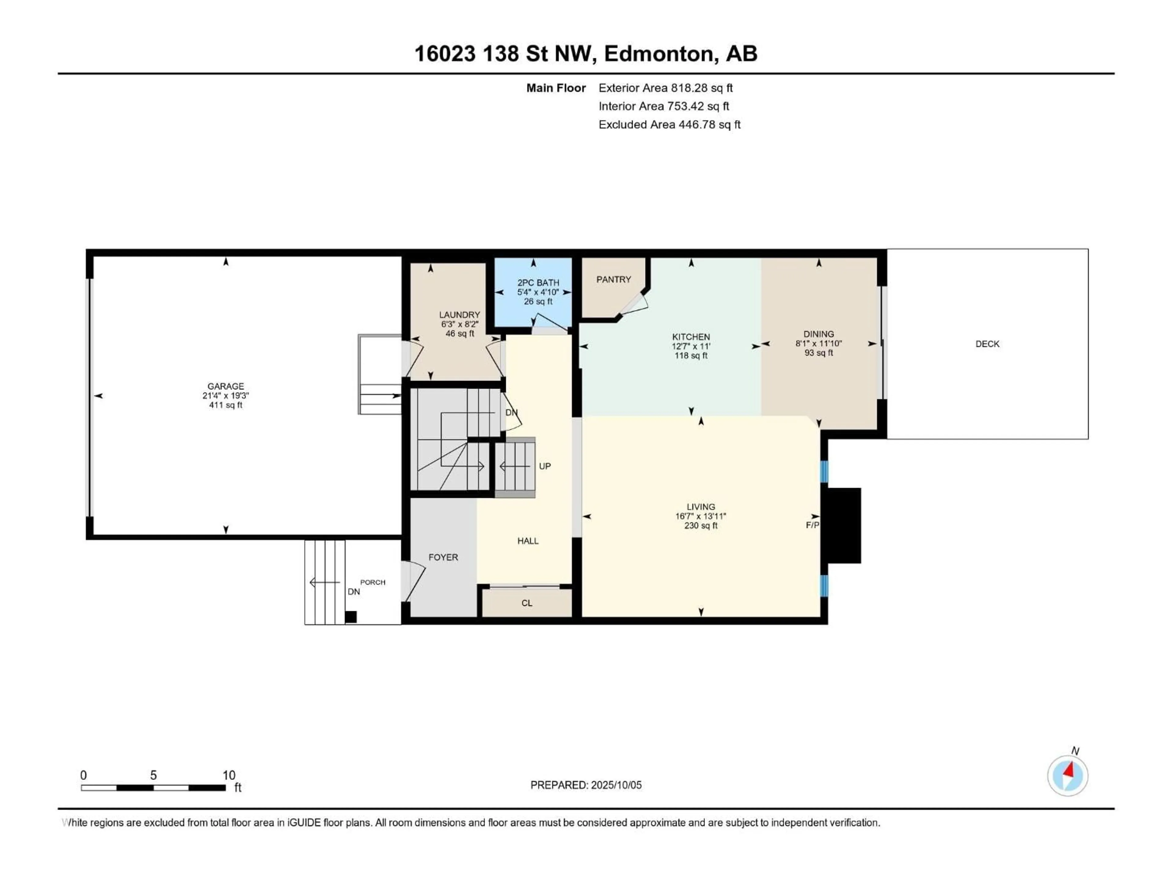 Floor plan for NW - 16023 138 ST, Edmonton Alberta T6V0E2