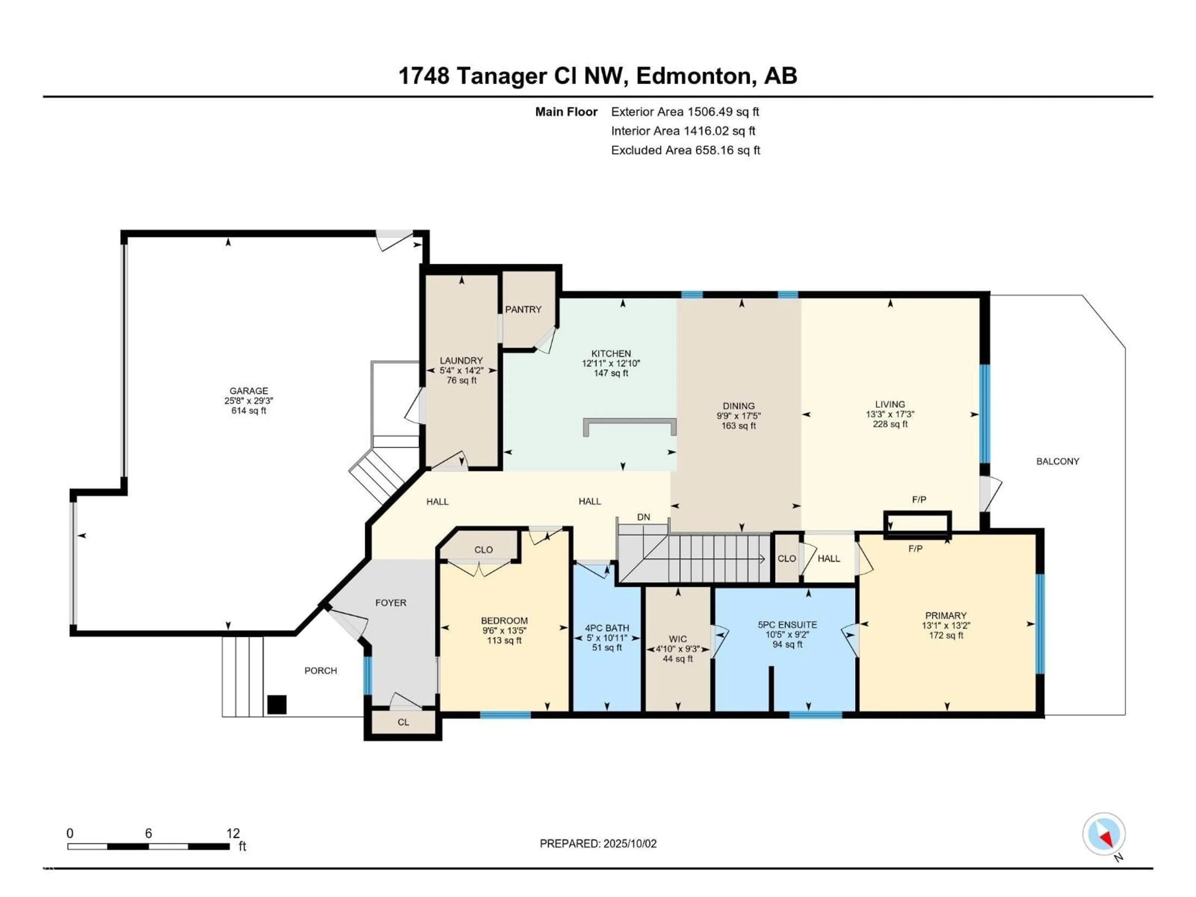 Floor plan for 1748 TANAGER CL, Edmonton Alberta T5S0M5