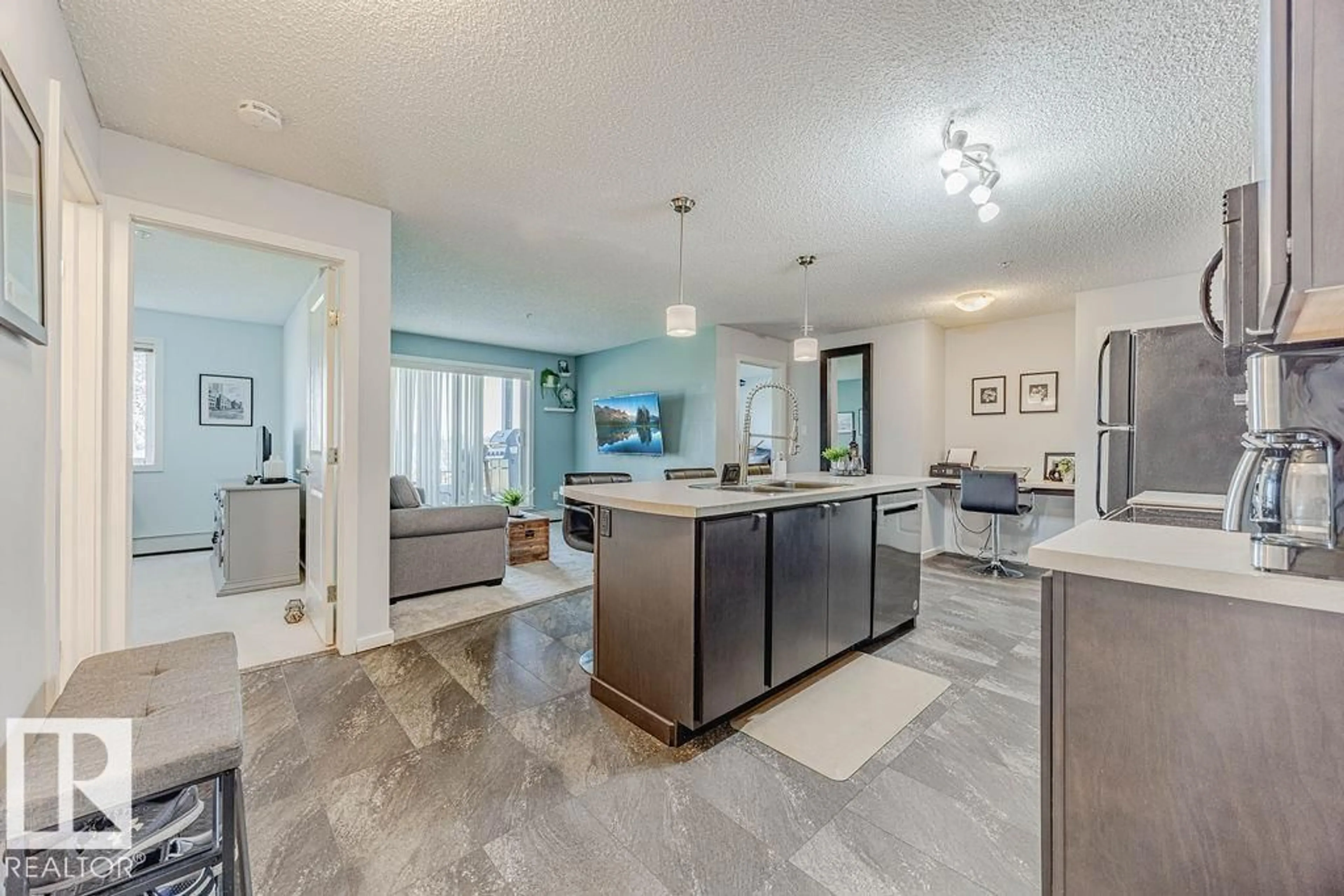 Open concept kitchen, ceramic/tile floor for #154 - 1196 HYNDMAN RD, Edmonton Alberta T5A0P8